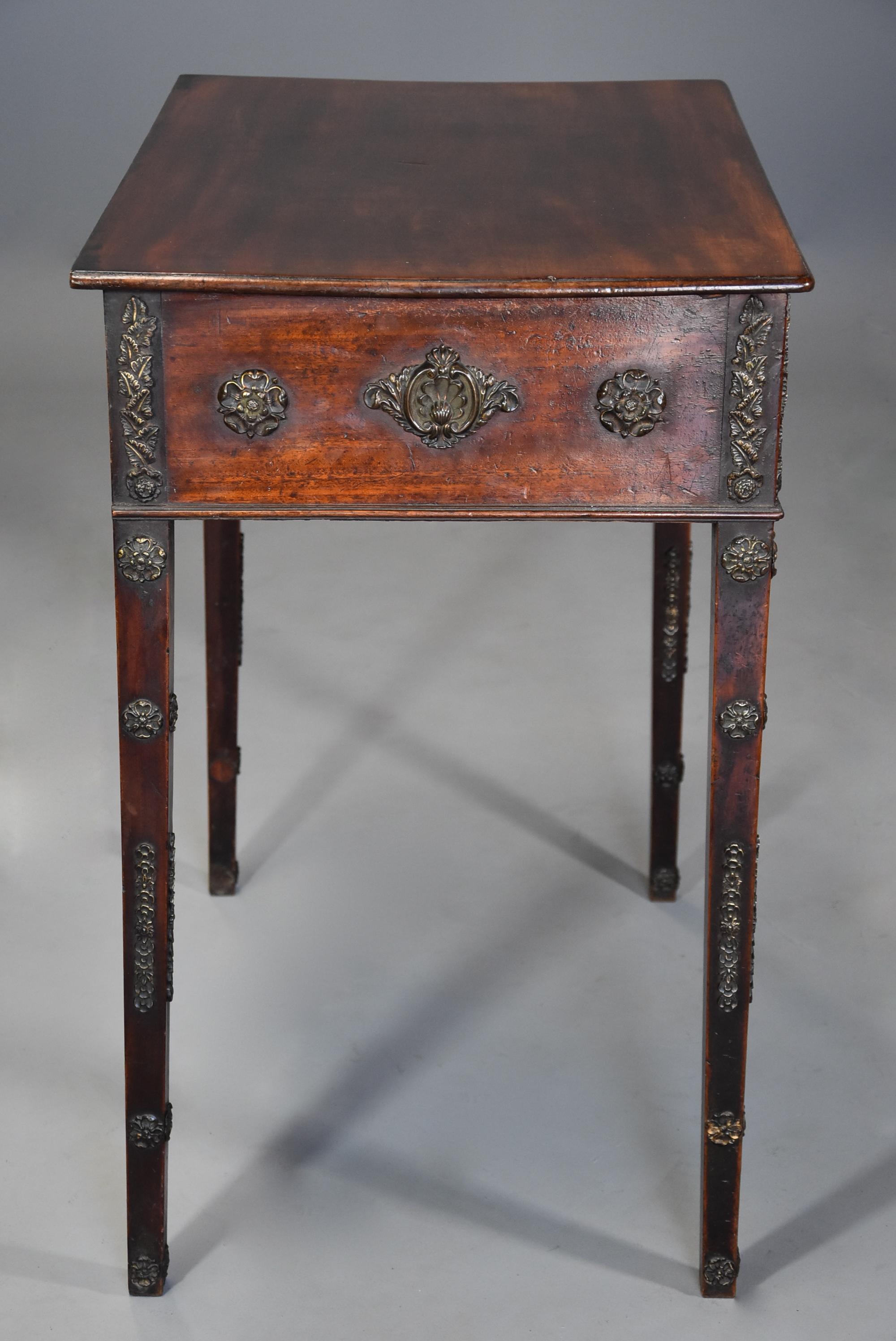 Decorative Late 18th Century Mahogany Side Table with Later Applied Brass Mounts In Good Condition In Suffolk, GB