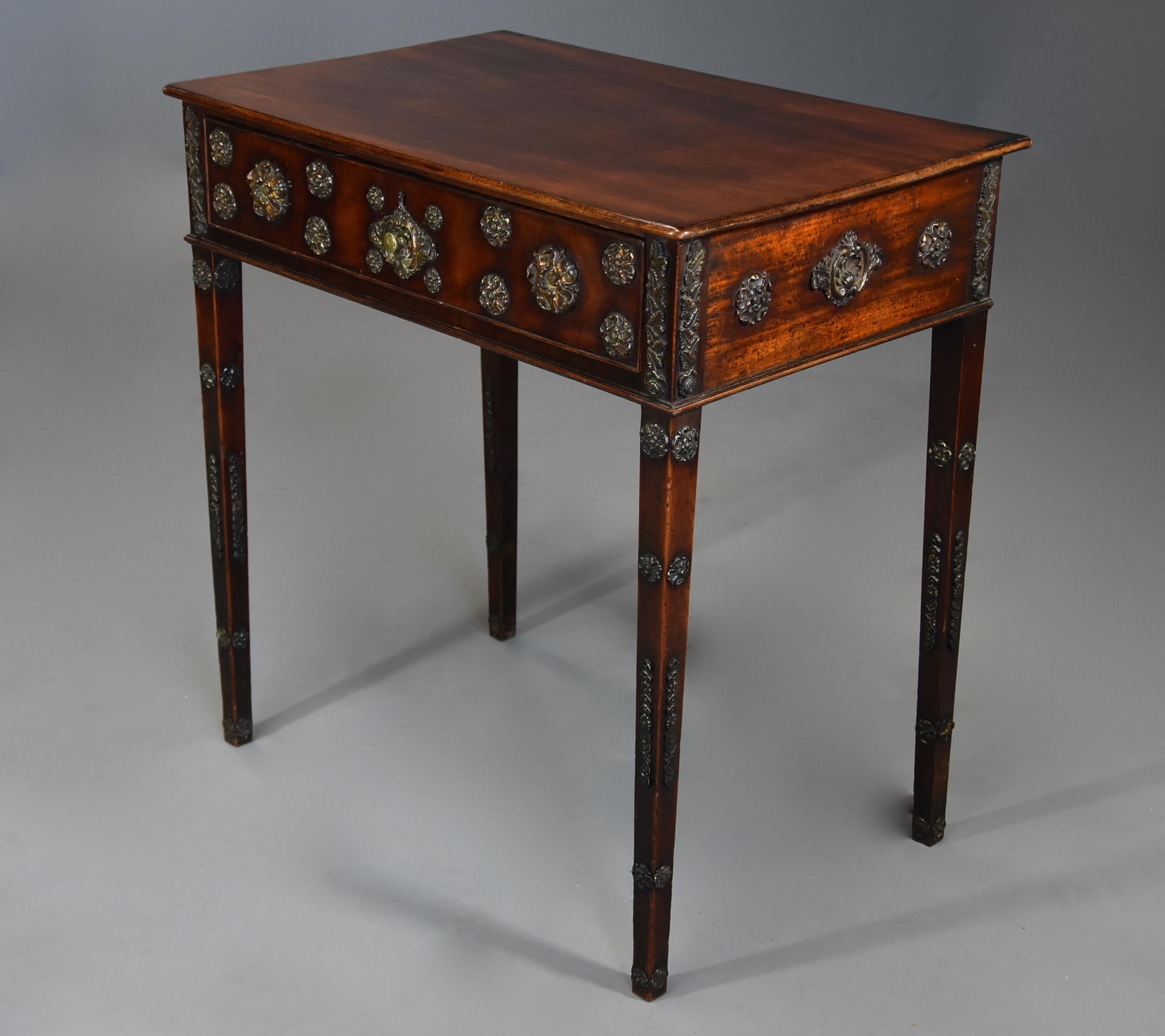 Decorative Late 18th Century Mahogany Side Table with Later Applied Brass Mounts 2