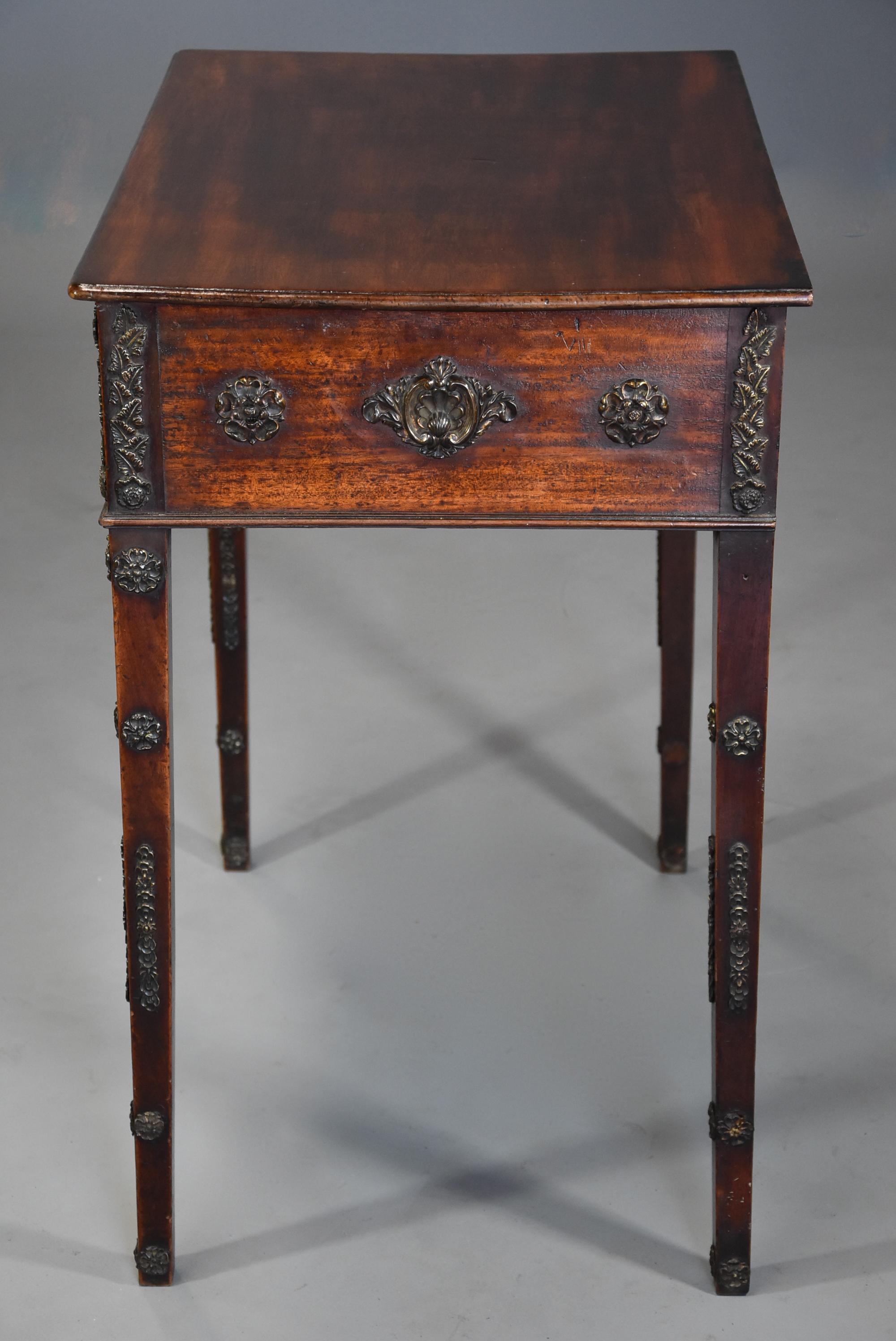 Decorative Late 18th Century Mahogany Side Table with Later Applied Brass Mounts 4