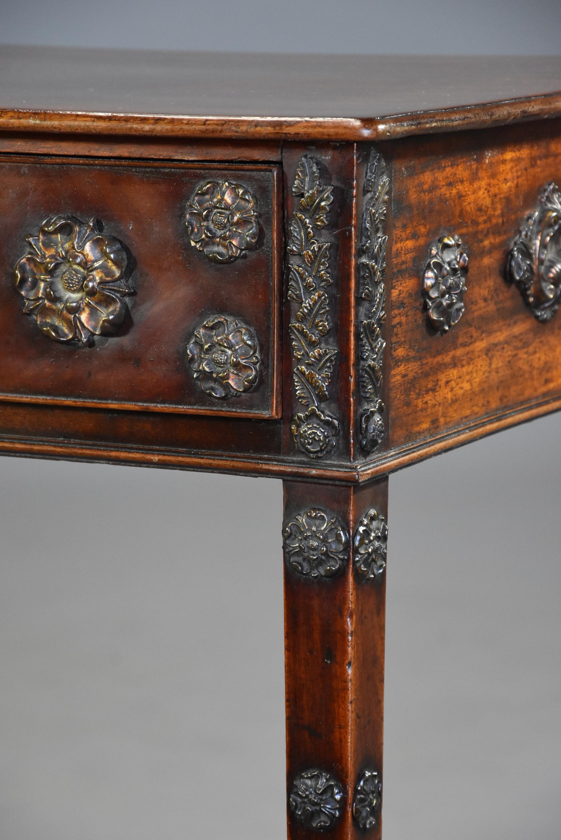 Decorative Late 18th Century Mahogany Side Table with Later Applied Brass Mounts 5