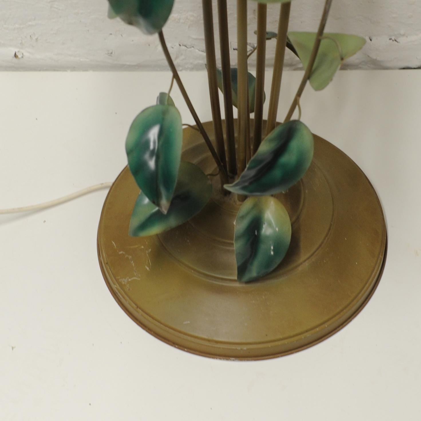 Decorative Leaf and Vine Green Toleware Floor Lamp attributed to Hans Kögl, 1970 For Sale 5