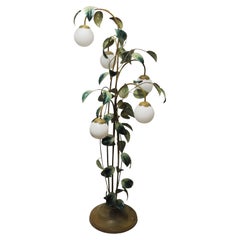 Decorative Leaf and Vine Green Toleware Floor Lamp attributed to Hans Kögl, 1970