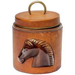 Decorative Leather and Ceramic Cigarette Box by Longchamp French Luxury