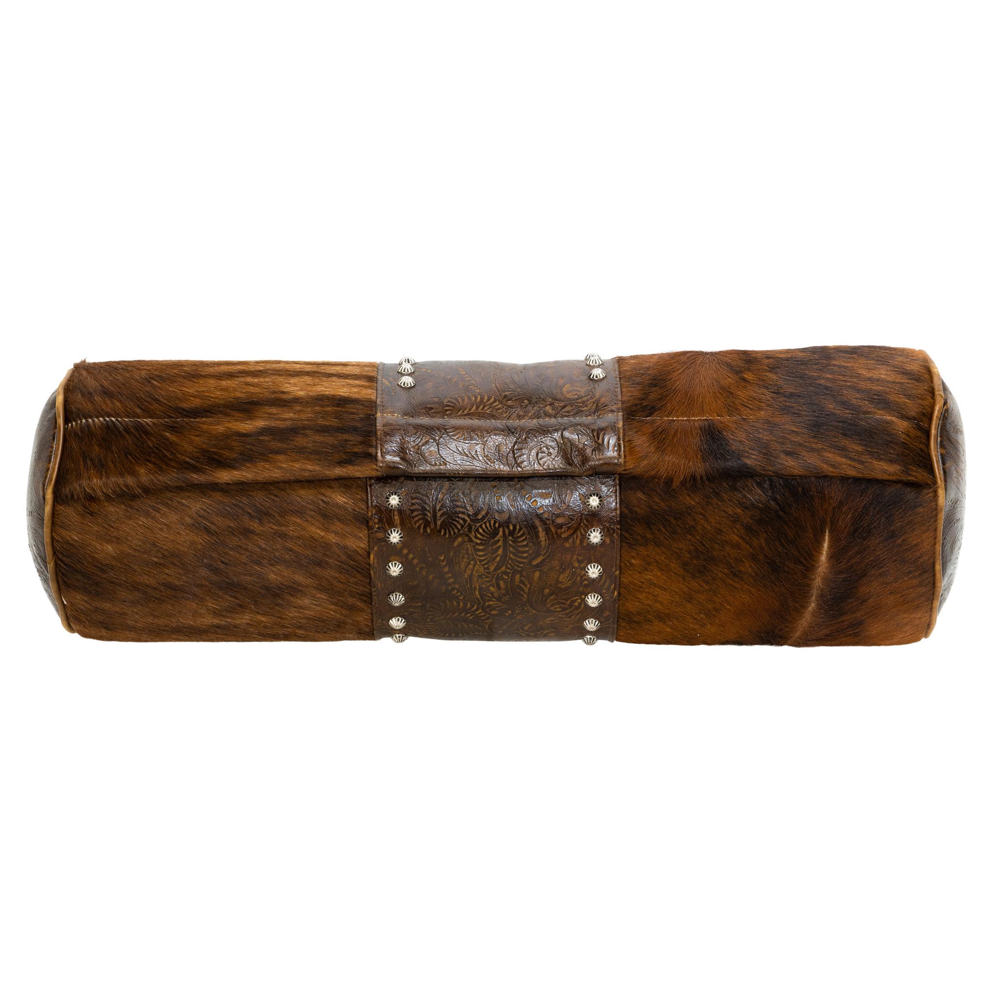 American Decorative Leather and Hide Pillow with Tacks