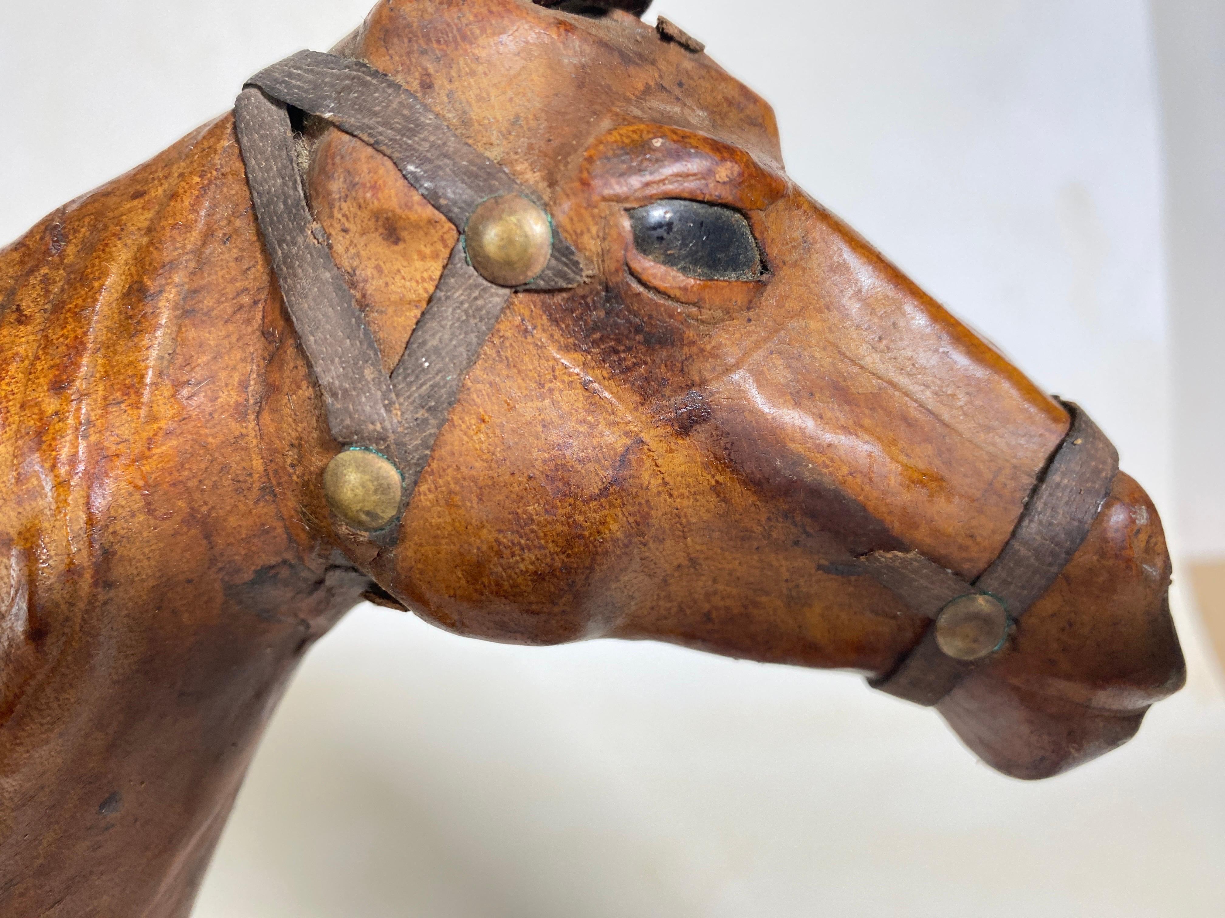 vintage leather horse figurine