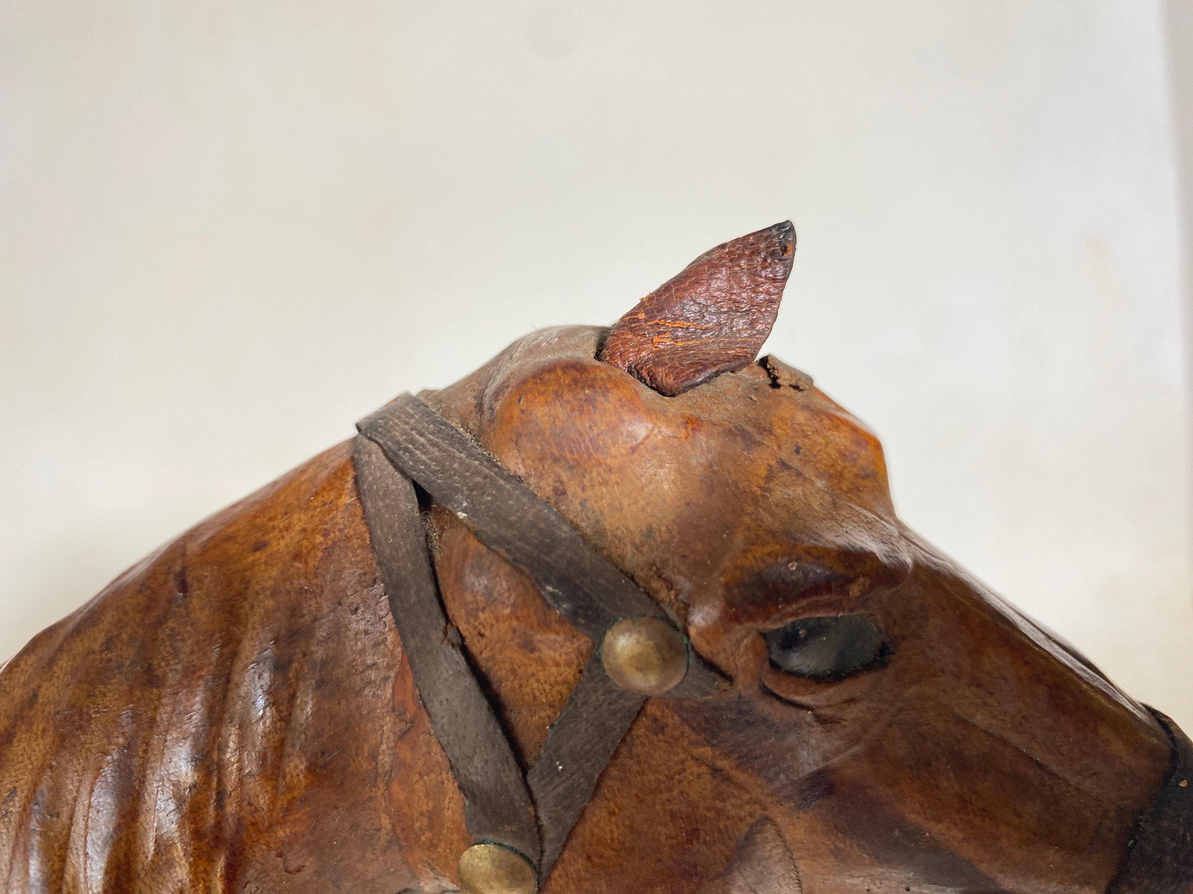 French Decorative Leather Horse Model For Sale