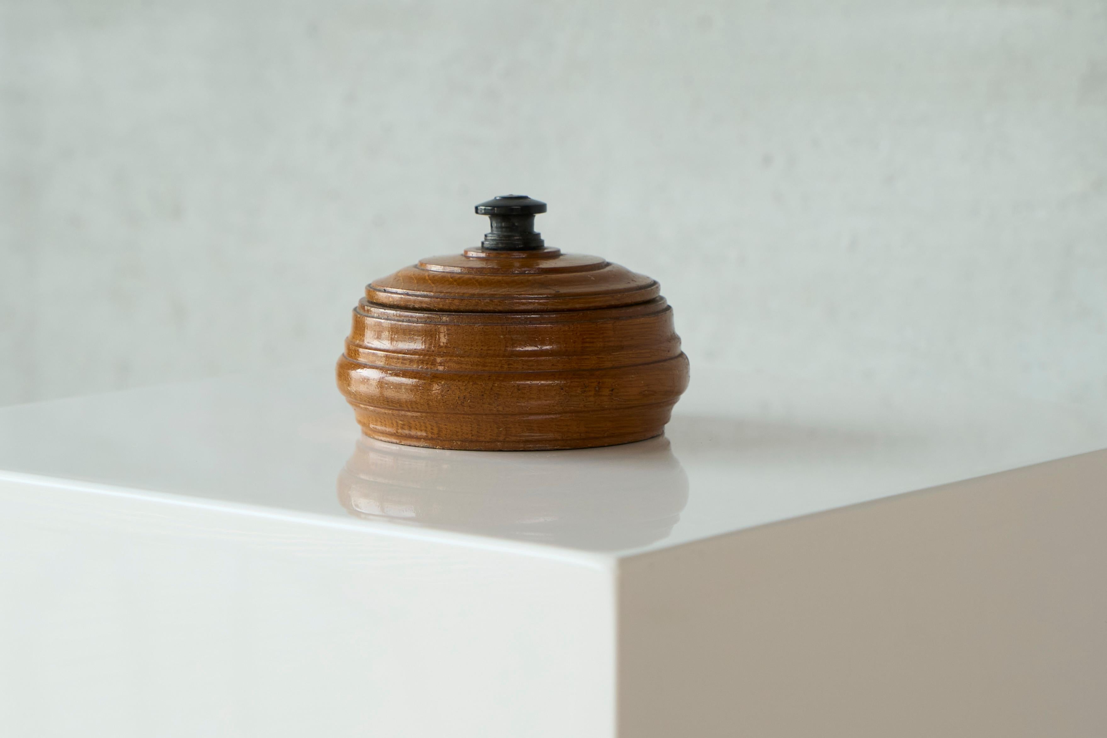 European Decorative Lidded Box in Wood 1930s For Sale