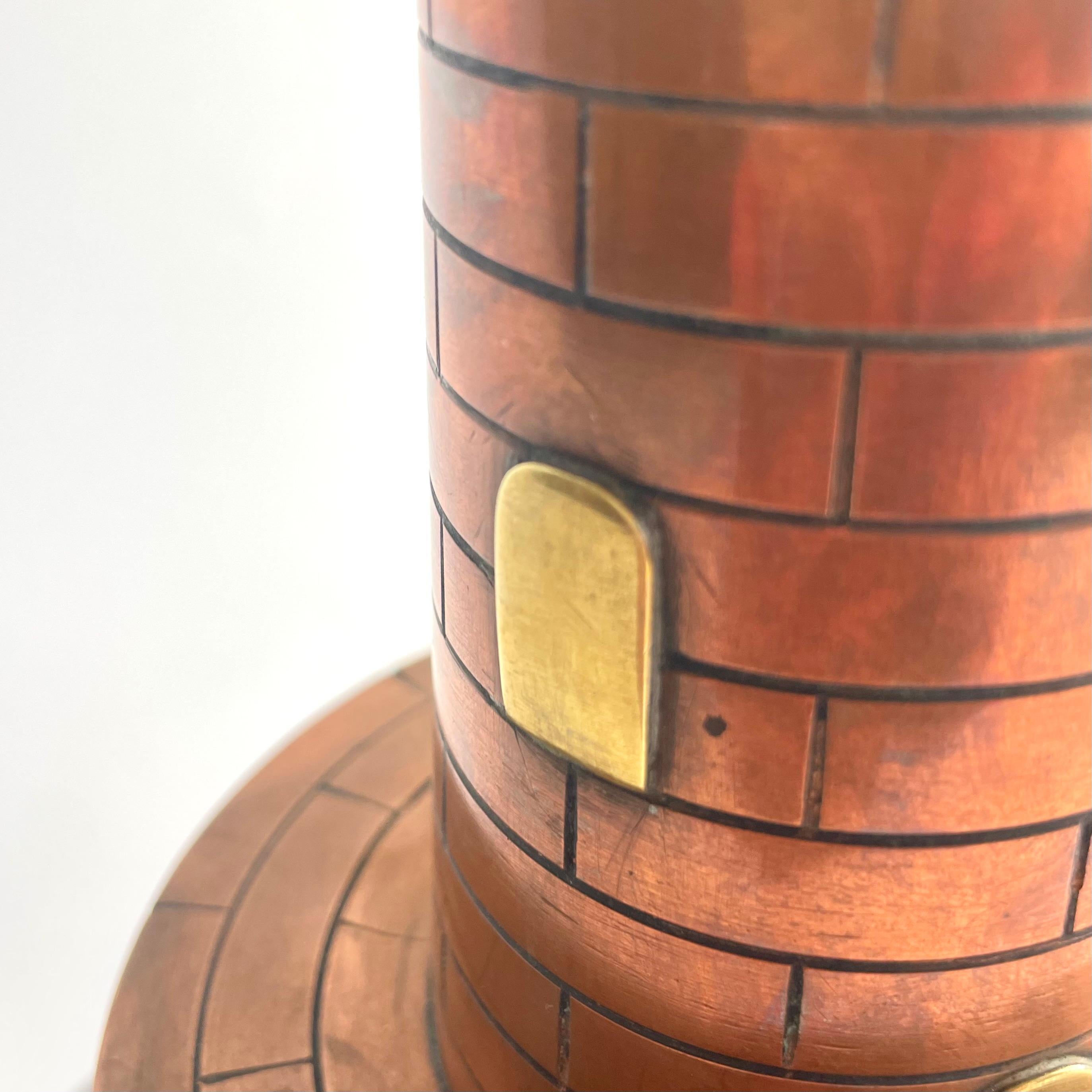 Lampe de table décorative en cuivre et laiton, début du 20e siècle en vente 4