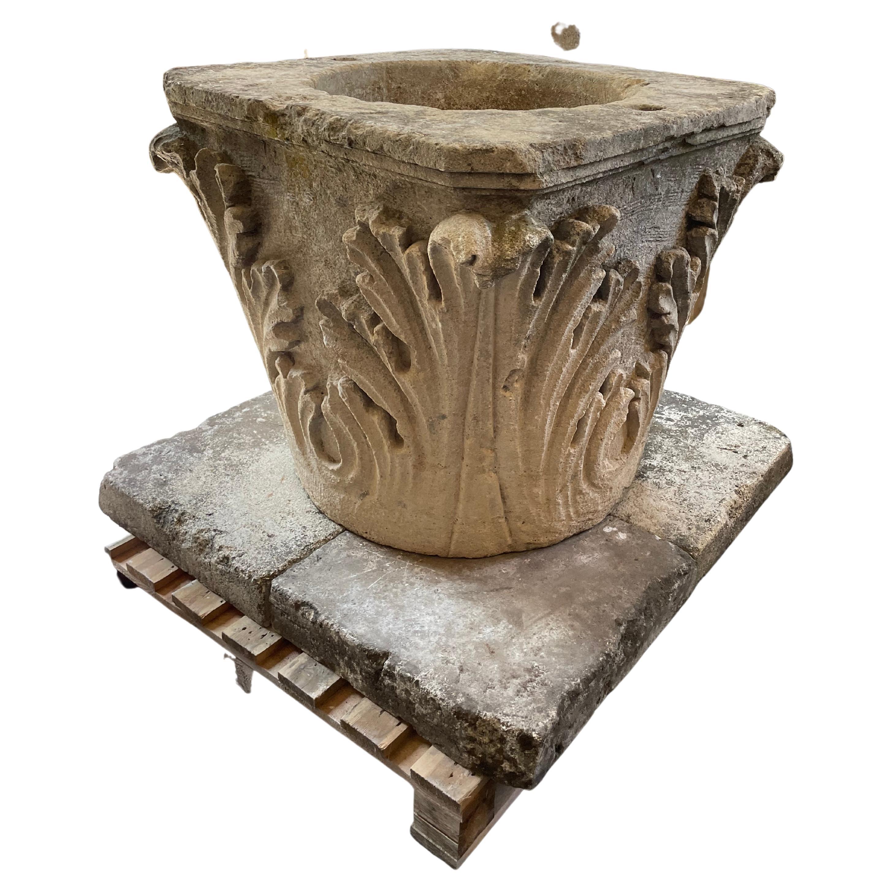 Decorative Limestone Wellhead For Sale