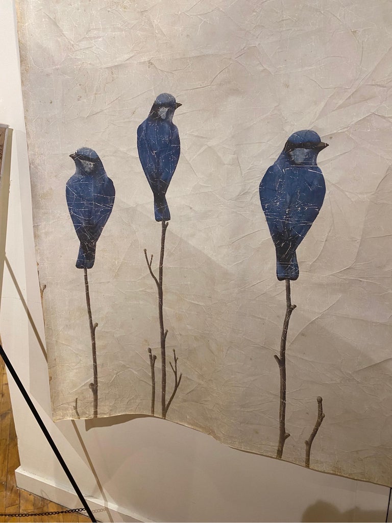 Decorative Limited Edition French Wallpaper Panels of Birds For Sale at ...