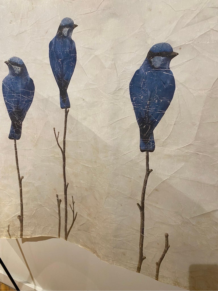 Decorative Limited Edition French Wallpaper Panels of Birds For Sale at ...