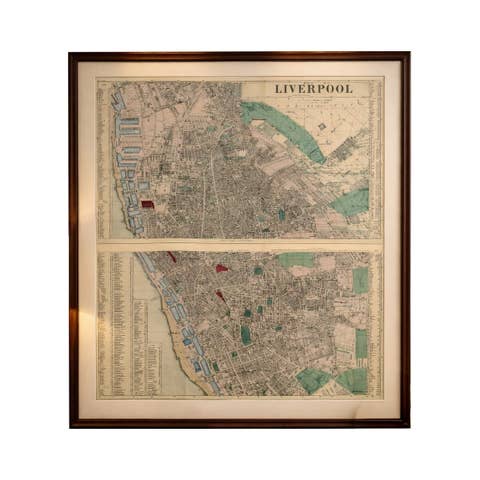 Decorative Liverpool City Plans, Victorian Atlas Map Pair, 1885