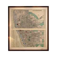 Decorative Liverpool City Plans, Victorian Atlas Map Pair, 1885