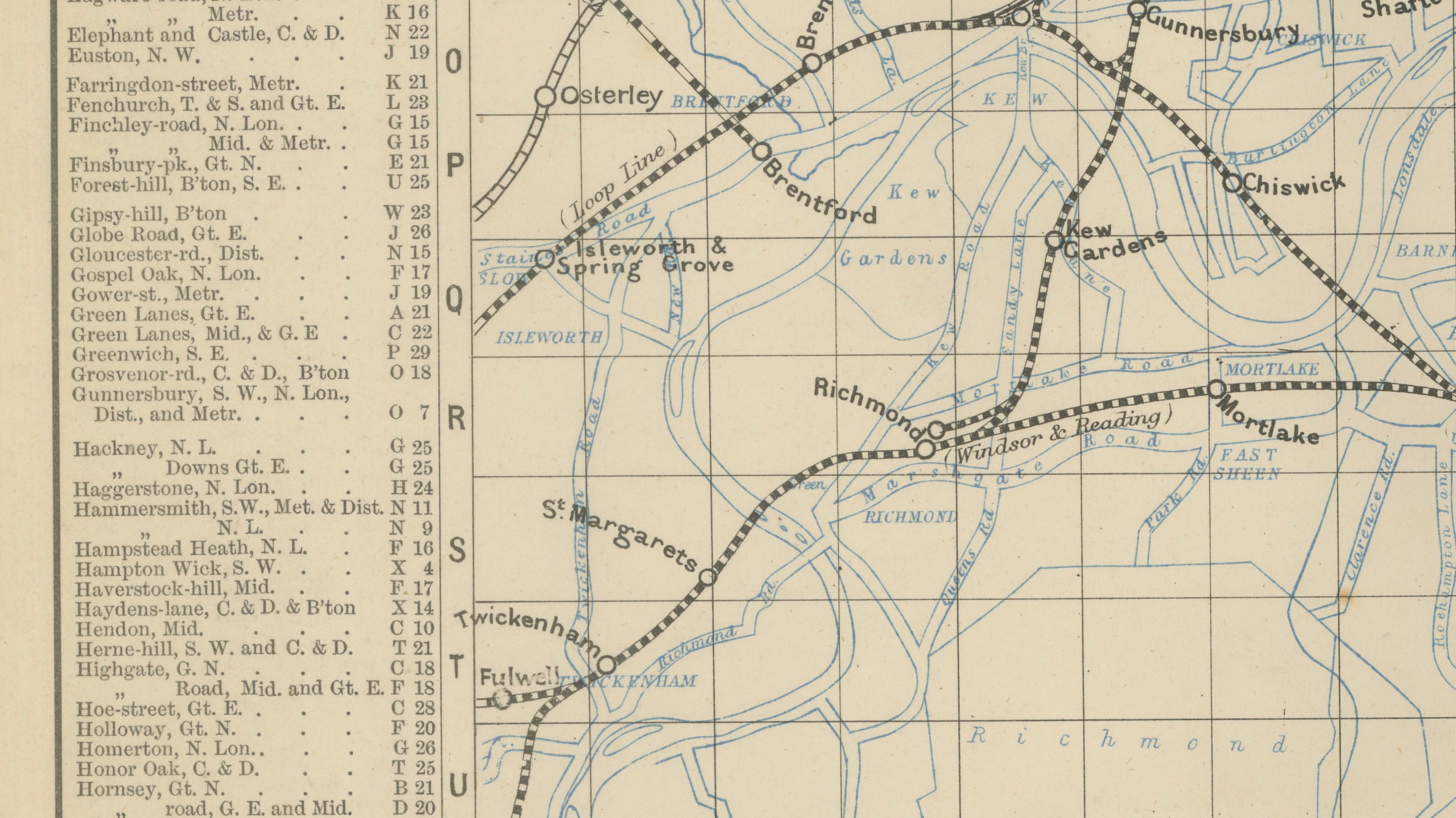 Decorative London Railway Map, Victorian Transport Plan of London & Suburbs 1885