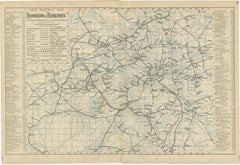 Decorative London Railway Map, Victorian Transport Plan of London & Suburbs 1885