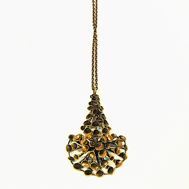 Scandinavian Modern Decorative Longer Bronze Necklace by Hannu Ikonen, Finland, 1970s