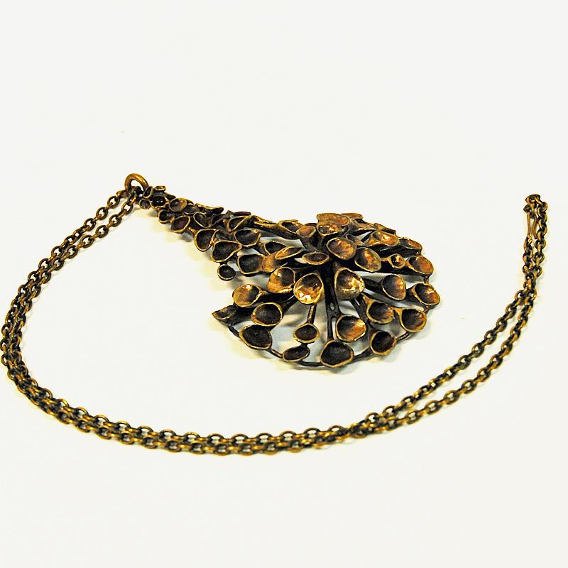 Finnish Decorative Longer Bronze Necklace by Hannu Ikonen, Finland, 1970s