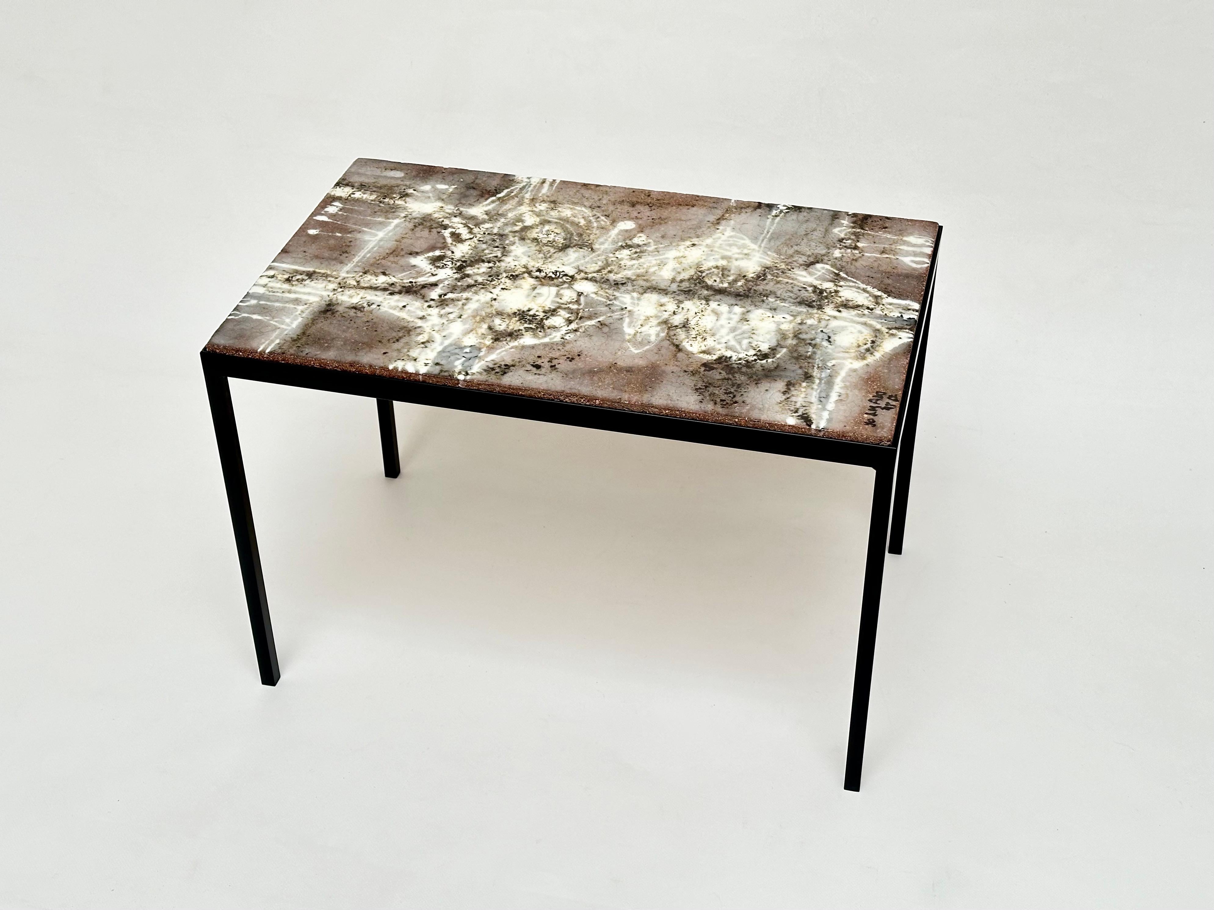 Glazed Decorative Low Table, Jo Amado, France 1962 For Sale