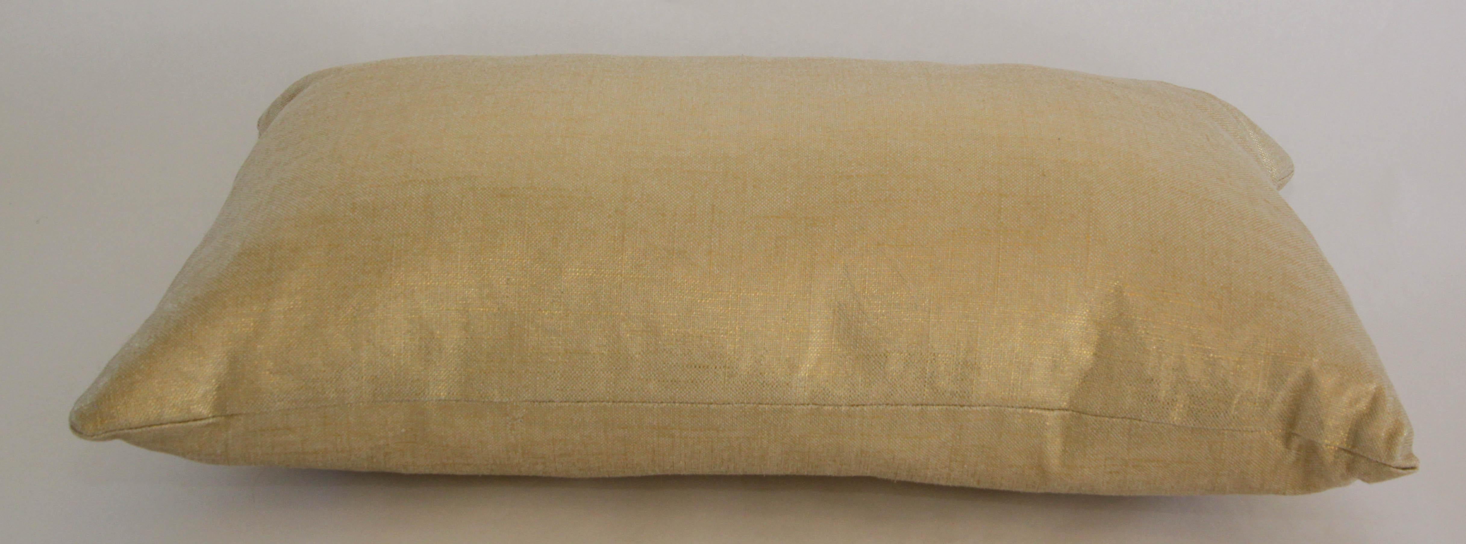 Modern Vintage Lumbar Throw Pillow in Champagne Gold Shimmer For Sale