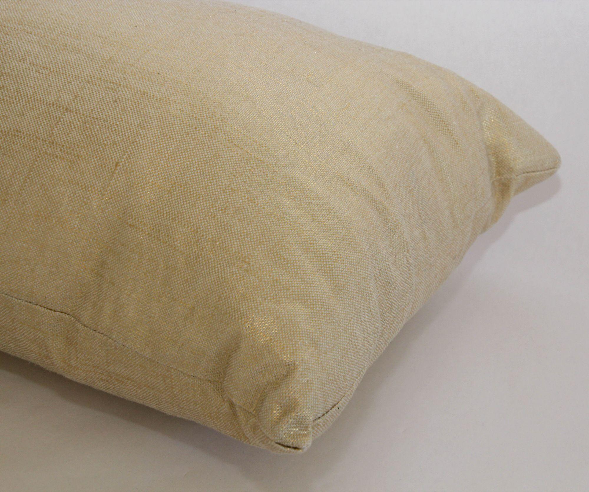 Italian Vintage Lumbar Throw Pillow in Champagne Gold Shimmer For Sale