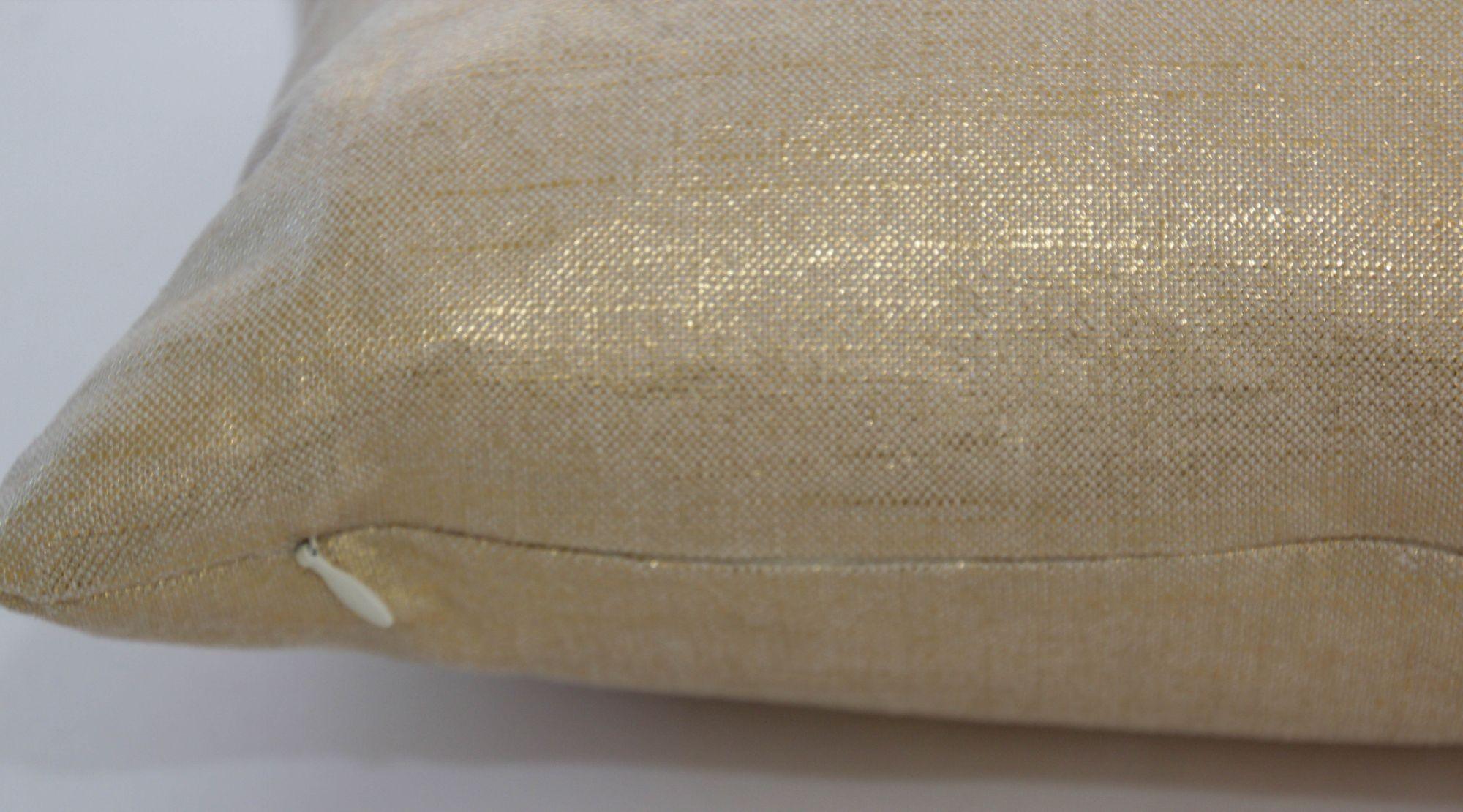 Vintage Lumbar Throw Pillow in Champagne Gold Shimmer In Good Condition For Sale In North Hollywood, CA