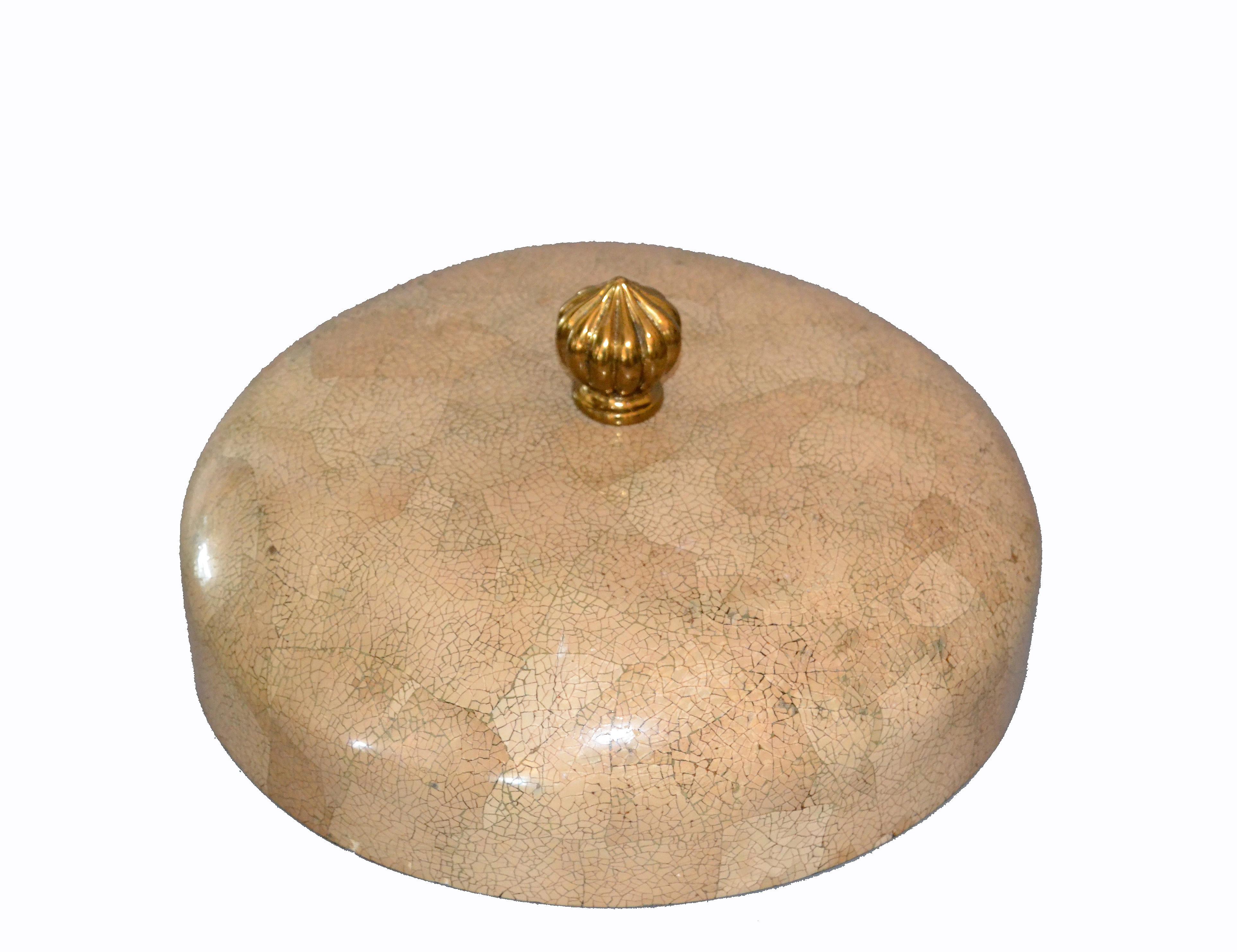 Decorative Maitland-Smith Crackled Eggshell and Brass Box 1