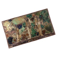 Caja decorativa con bisagras de malaquita y latón de Los Castillos de México
