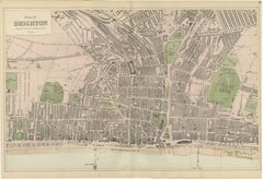 Decorative Map of Brighton Seafront, Victorian Coastal City Plan, 1885