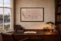 Decorative Map of Bristol, Victorian City Plan with Avon River, 1885