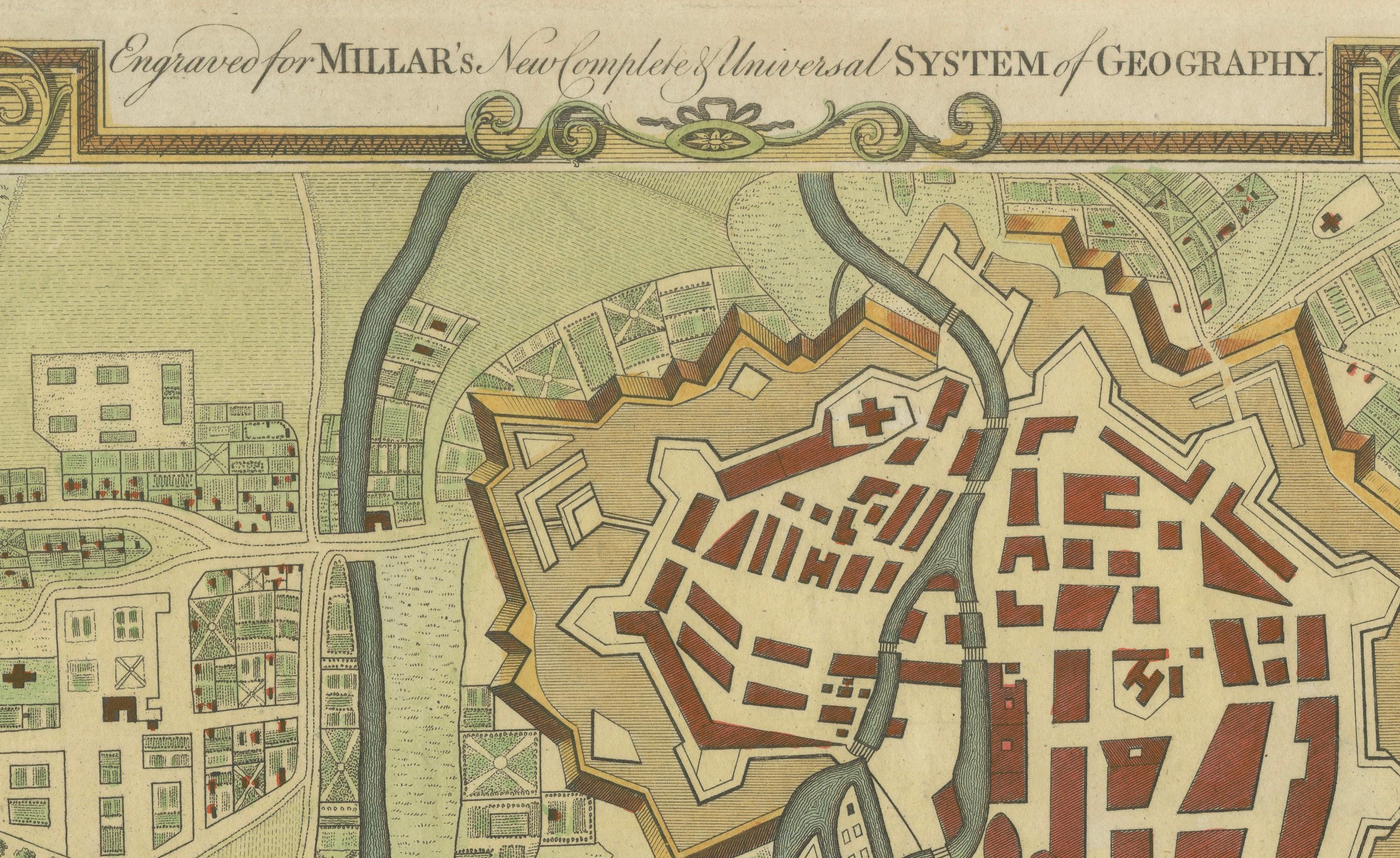 Carte décorative de Hanover, Lower Saxony par Lodge, vers 1785 Bon état - En vente à Langweer, NL