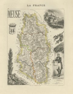 Decorative Map of Meuse Department, France – Vuillemin, c. 1850