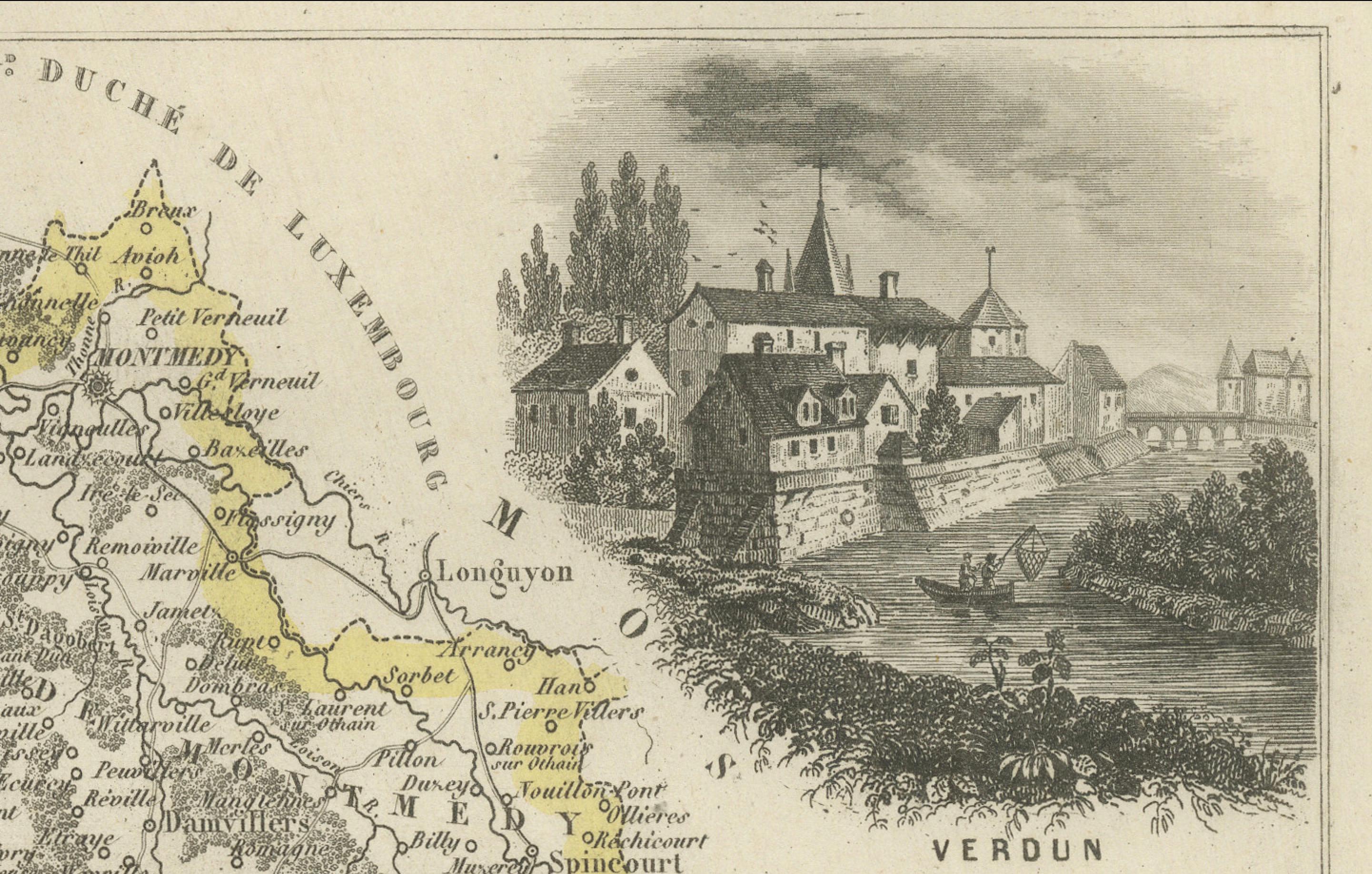 Gravé Carte décorative du Department of Meuse, France - Vuillemin, c. 1850 en vente