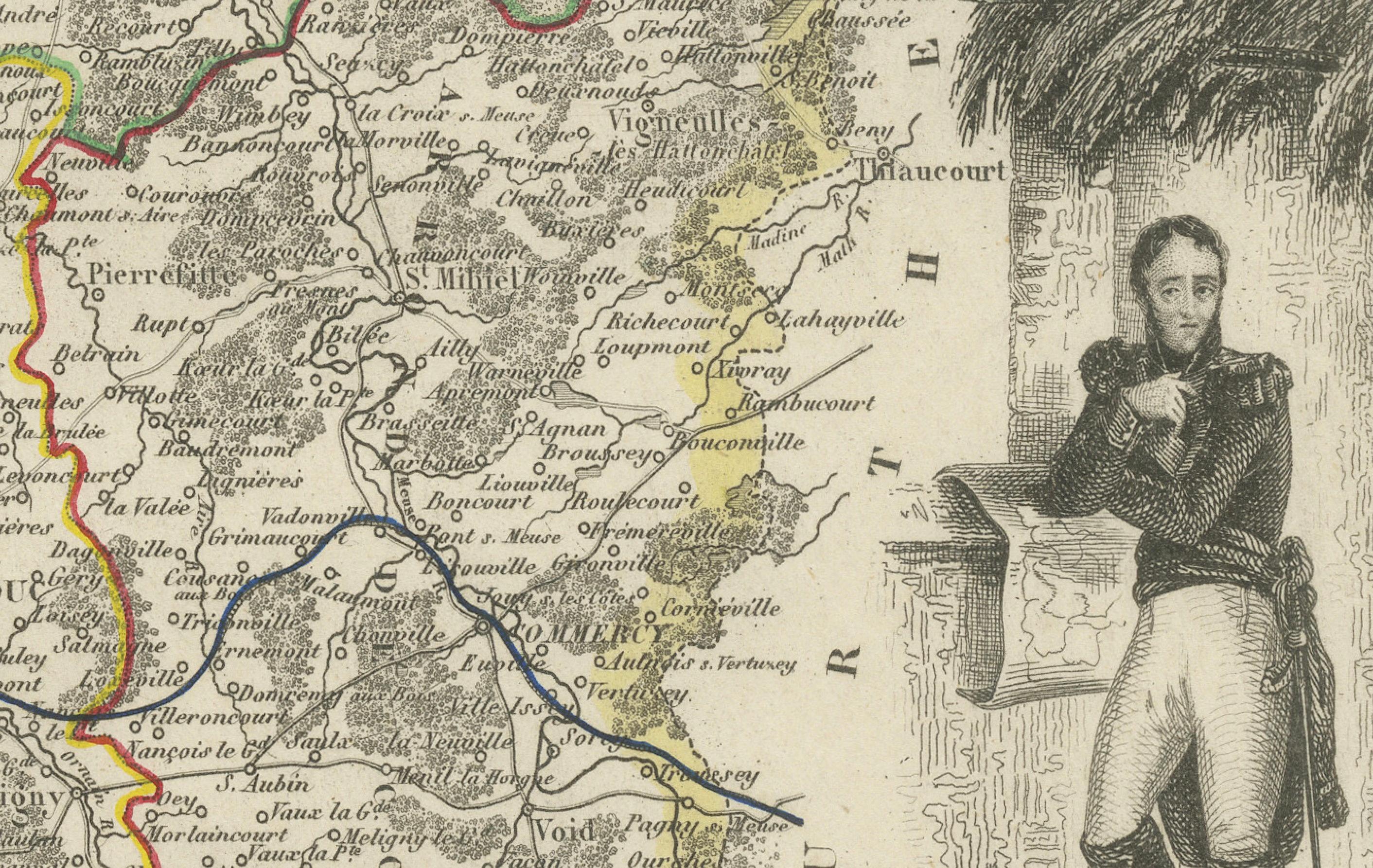 Carte décorative du Department of Meuse, France - Vuillemin, c. 1850 en vente 1