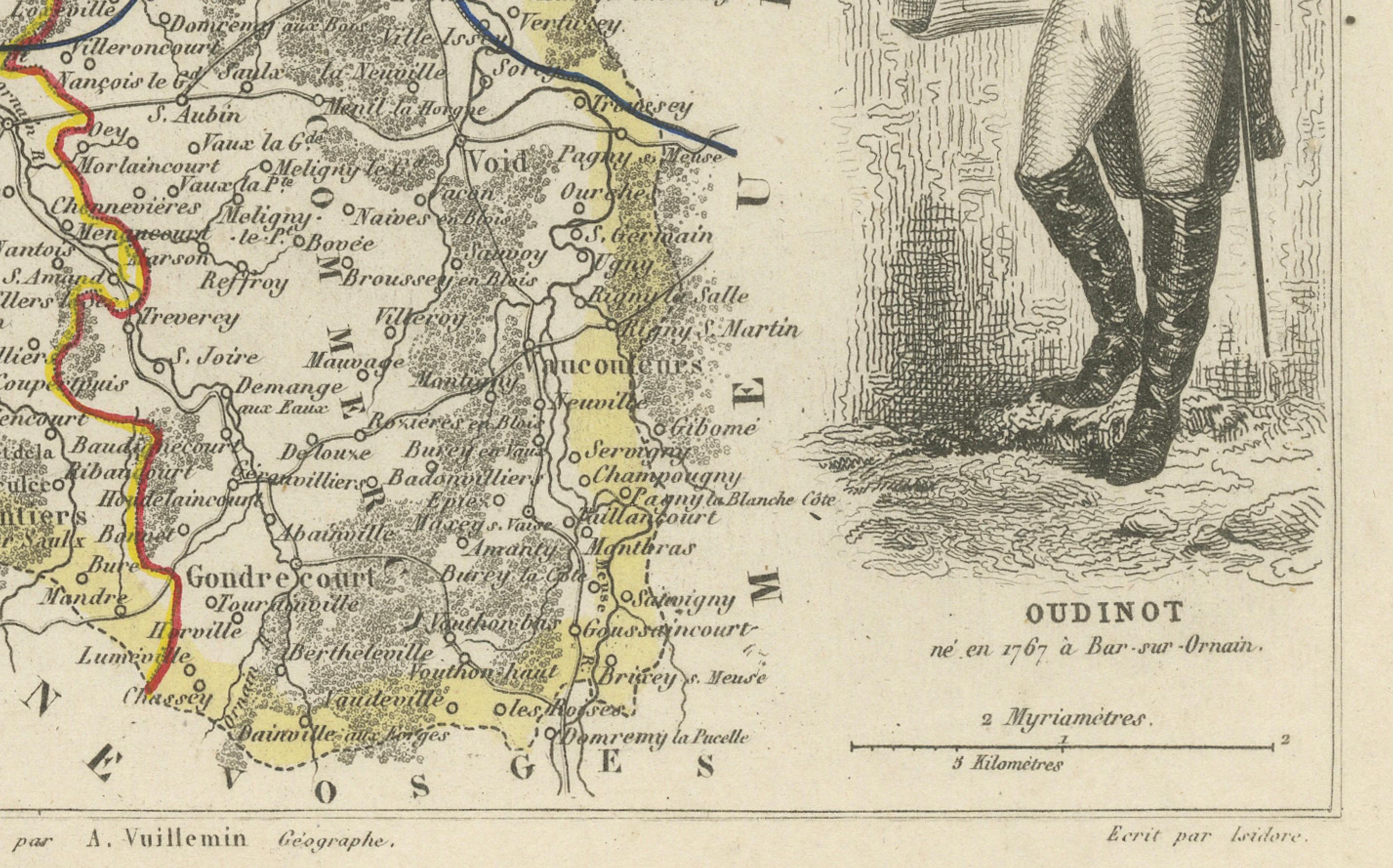 Carte décorative du Department of Meuse, France - Vuillemin, c. 1850 en vente 2