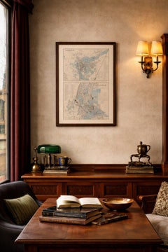 Decorative Maps of Cambridge and Oxford, Victorian University City Plans, 1885