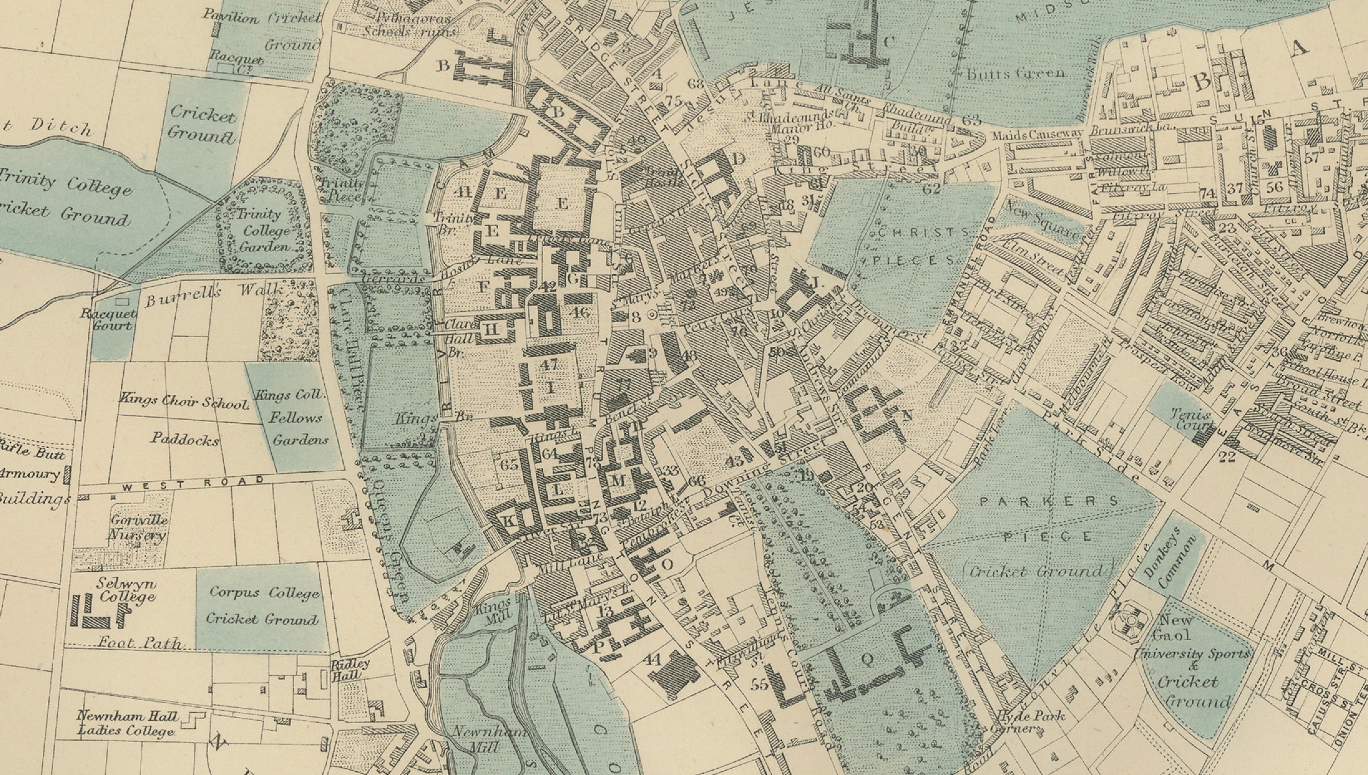 Decorative Maps of Cambridge and Oxford, Victorian University City Plans, 1885