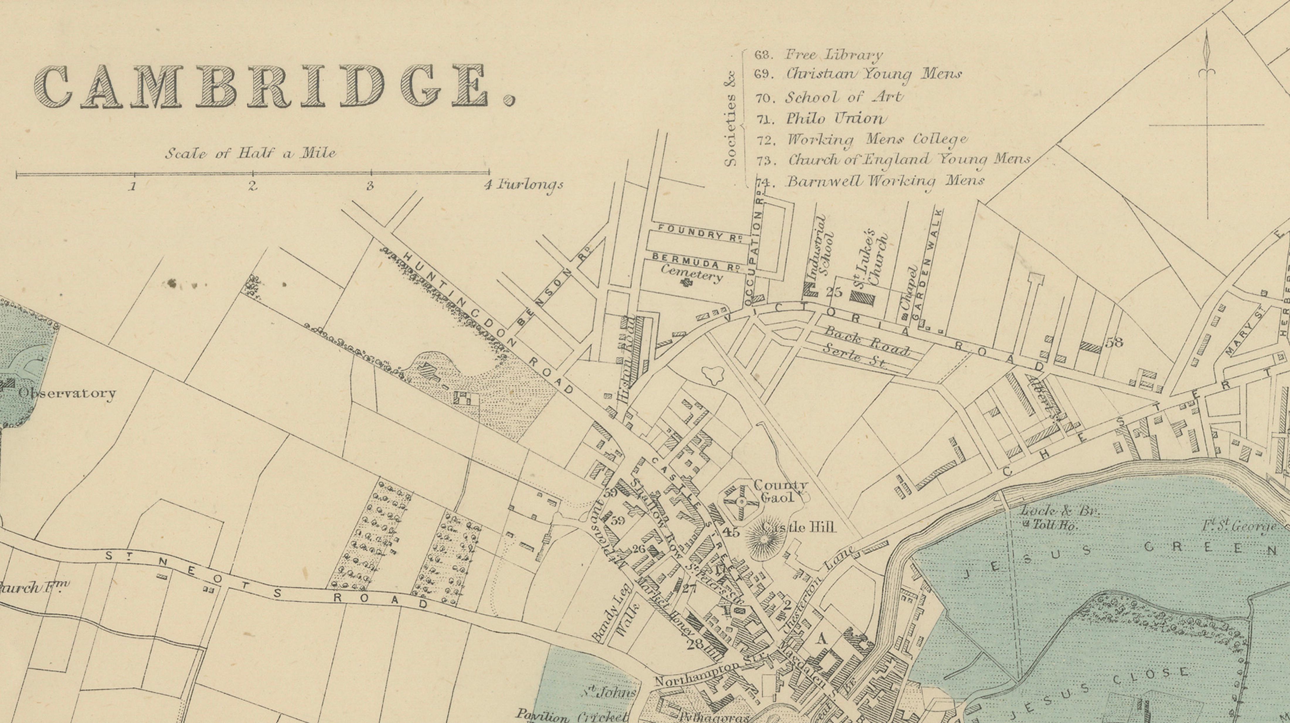 Decorative Maps of Cambridge and Oxford, Victorian University City Plans, 1885