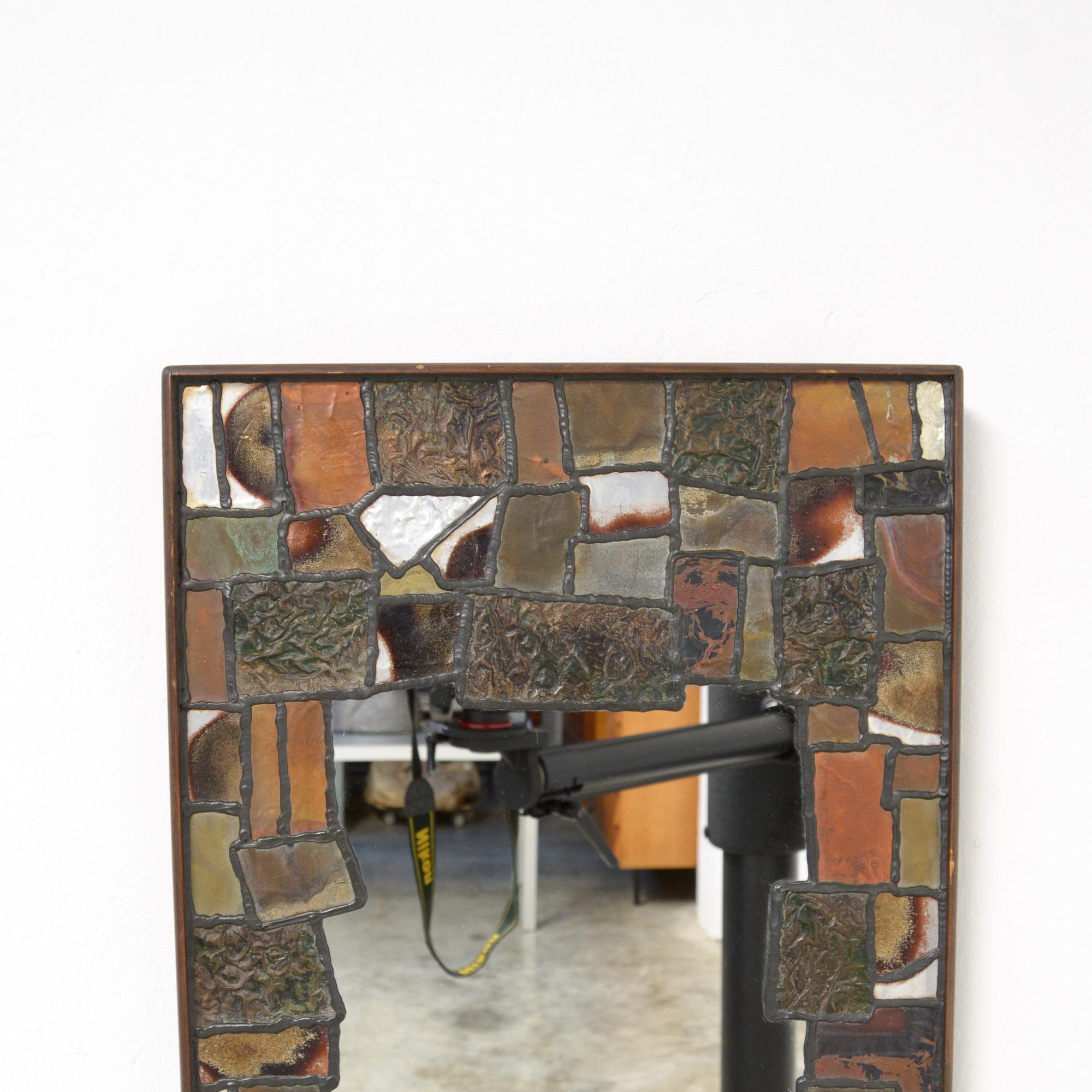 Decorative Metal Patchwork Mirror of the 1960s 1