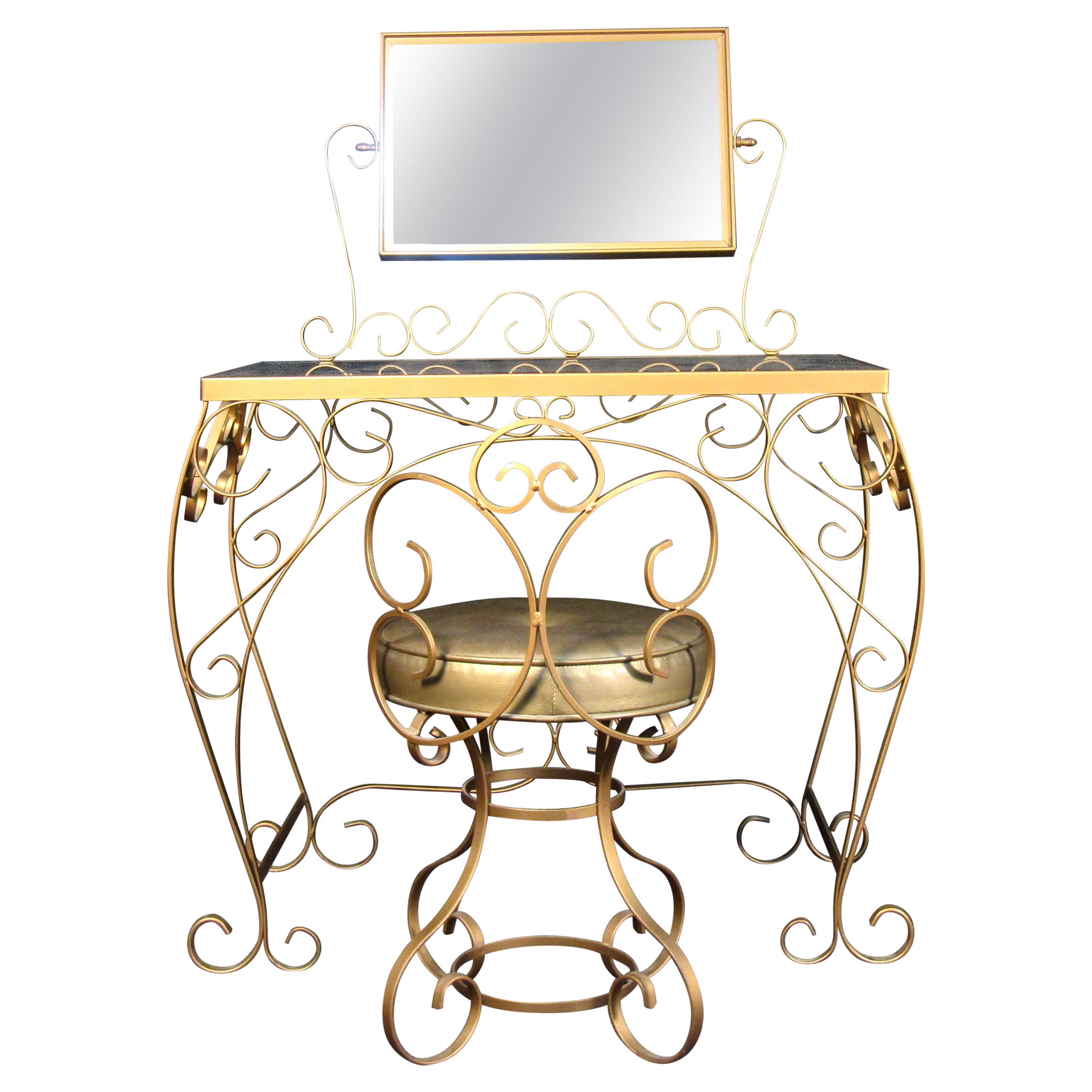 Decorative Metal Vanity and Chair