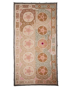 Decorative Mid-20th C. Neutral Samarkand Suzani, Uzbekistan