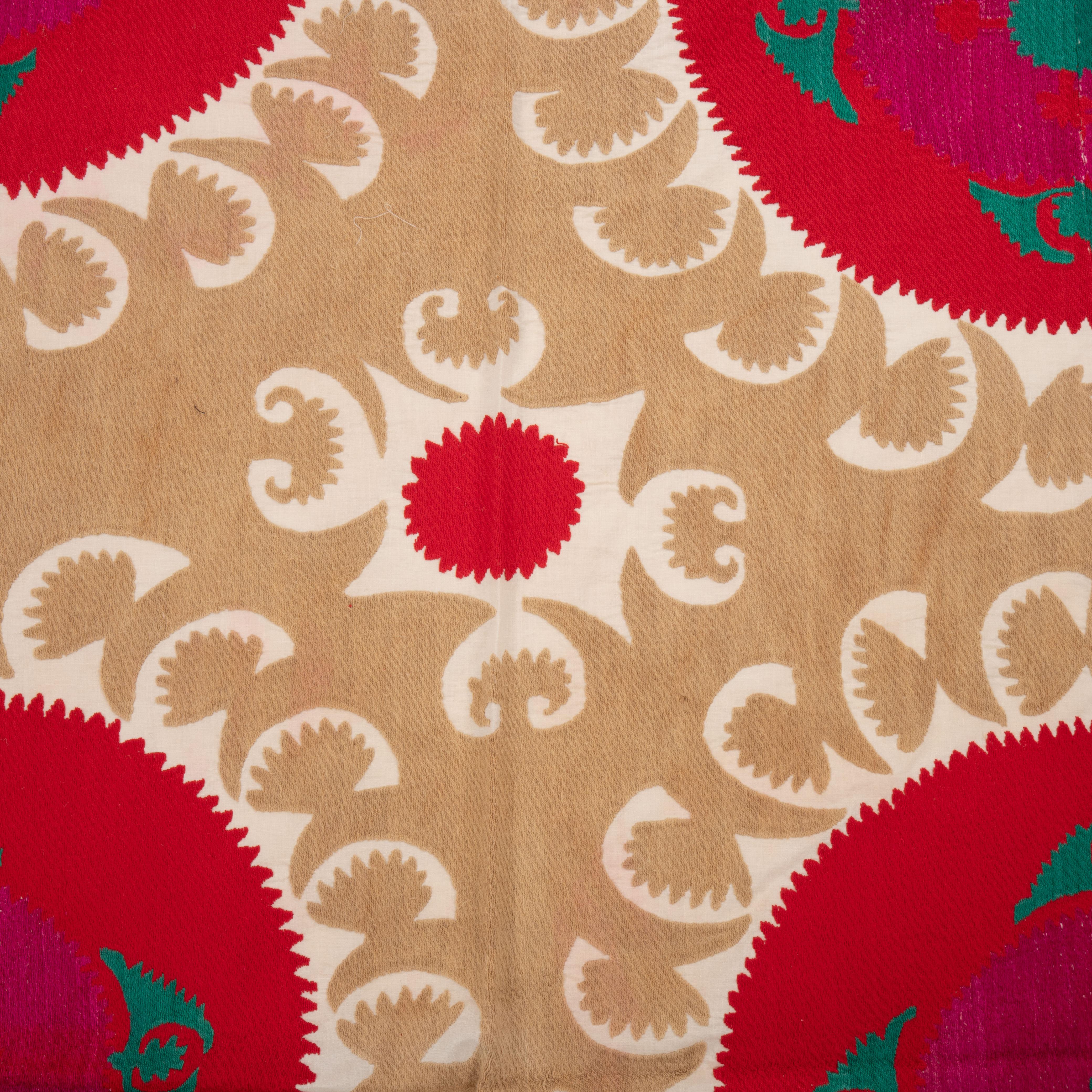 Cotton Decorative Mid-20th C. Neutral Samarkand Suzani, Uzbekistan For Sale