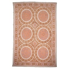 Decorative Mid-20th C. Neutral Samarkand Suzani, Uzbekistan