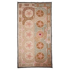 Decorative Mid-20th C. Neutral Samarkand Suzani, Uzbekistan