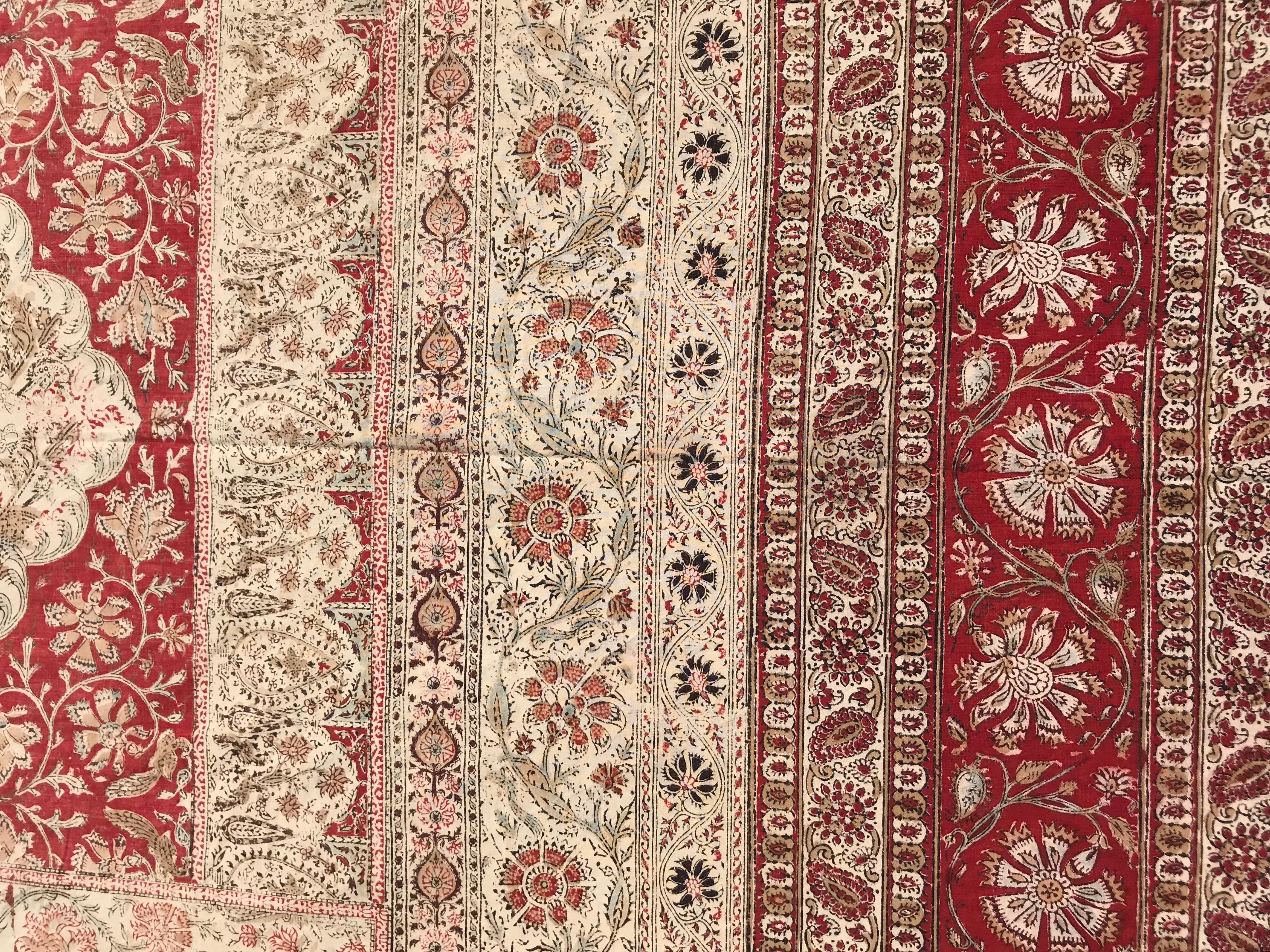 Cotton Bobyrug’s Decorative Mid-20th Century Indian Kalamkar For Sale