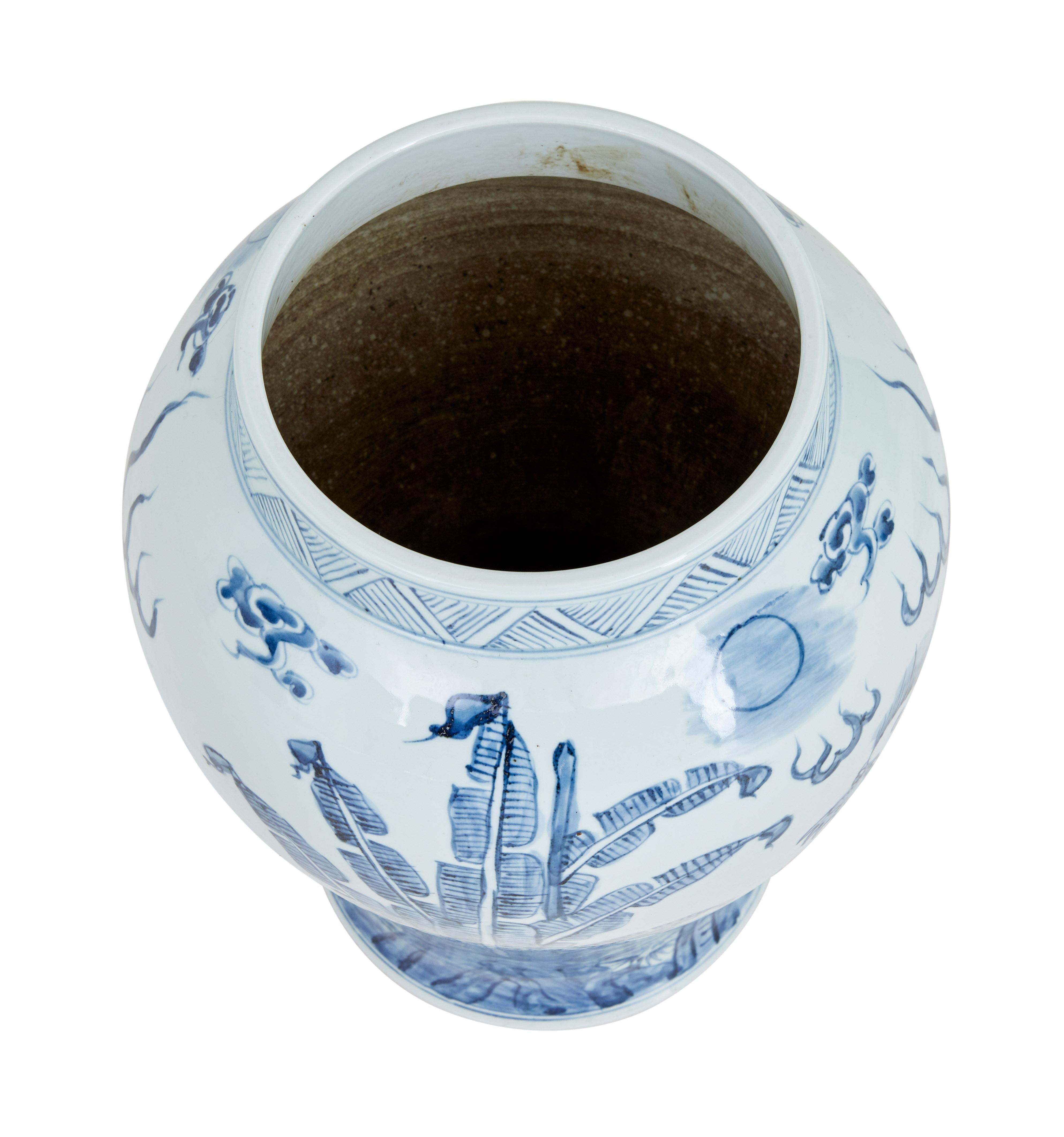 Qing Decorative mid century ceramic ginger jar For Sale