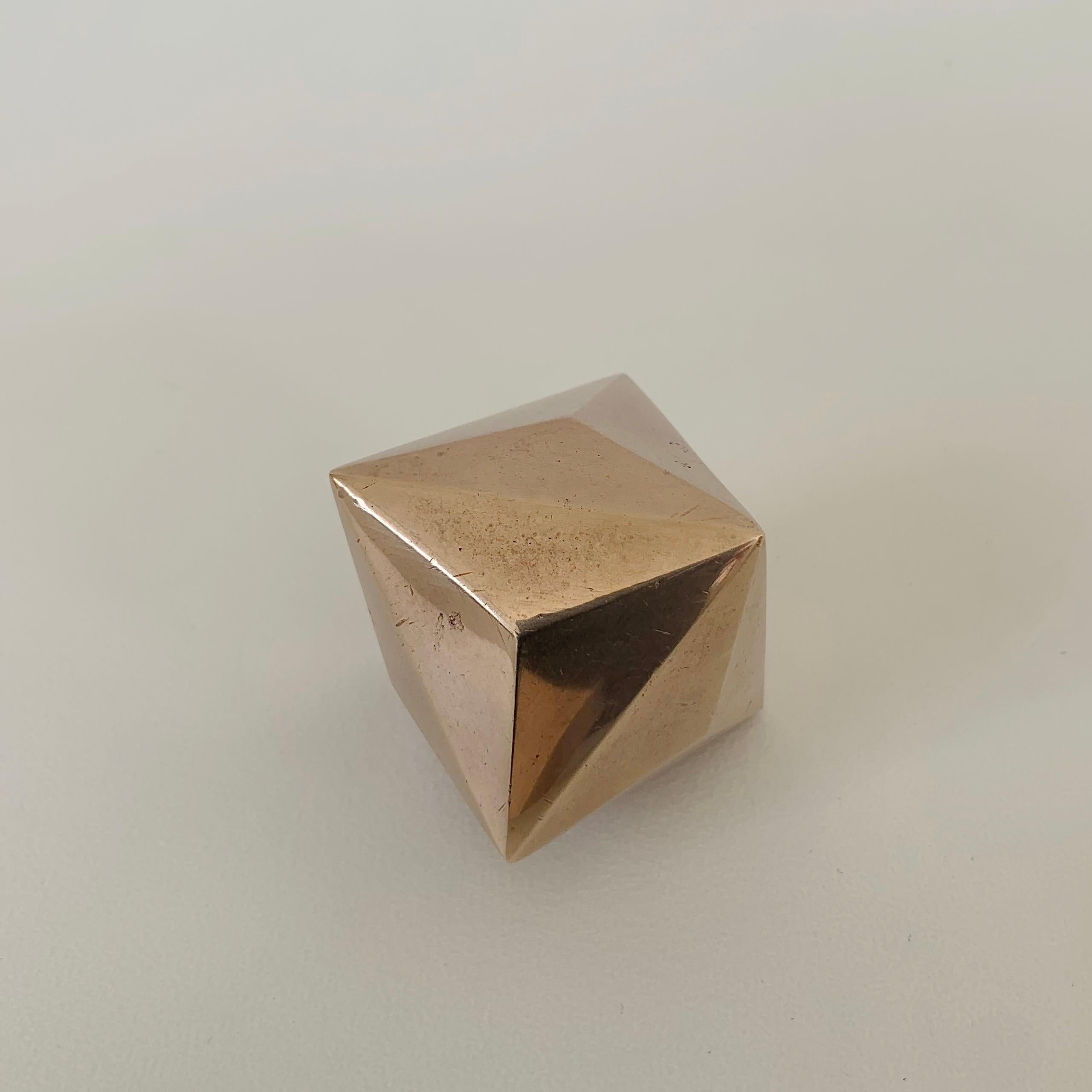 Gold Bronze Decorative Geometrical Forms, circa 1960, France. For Sale 4