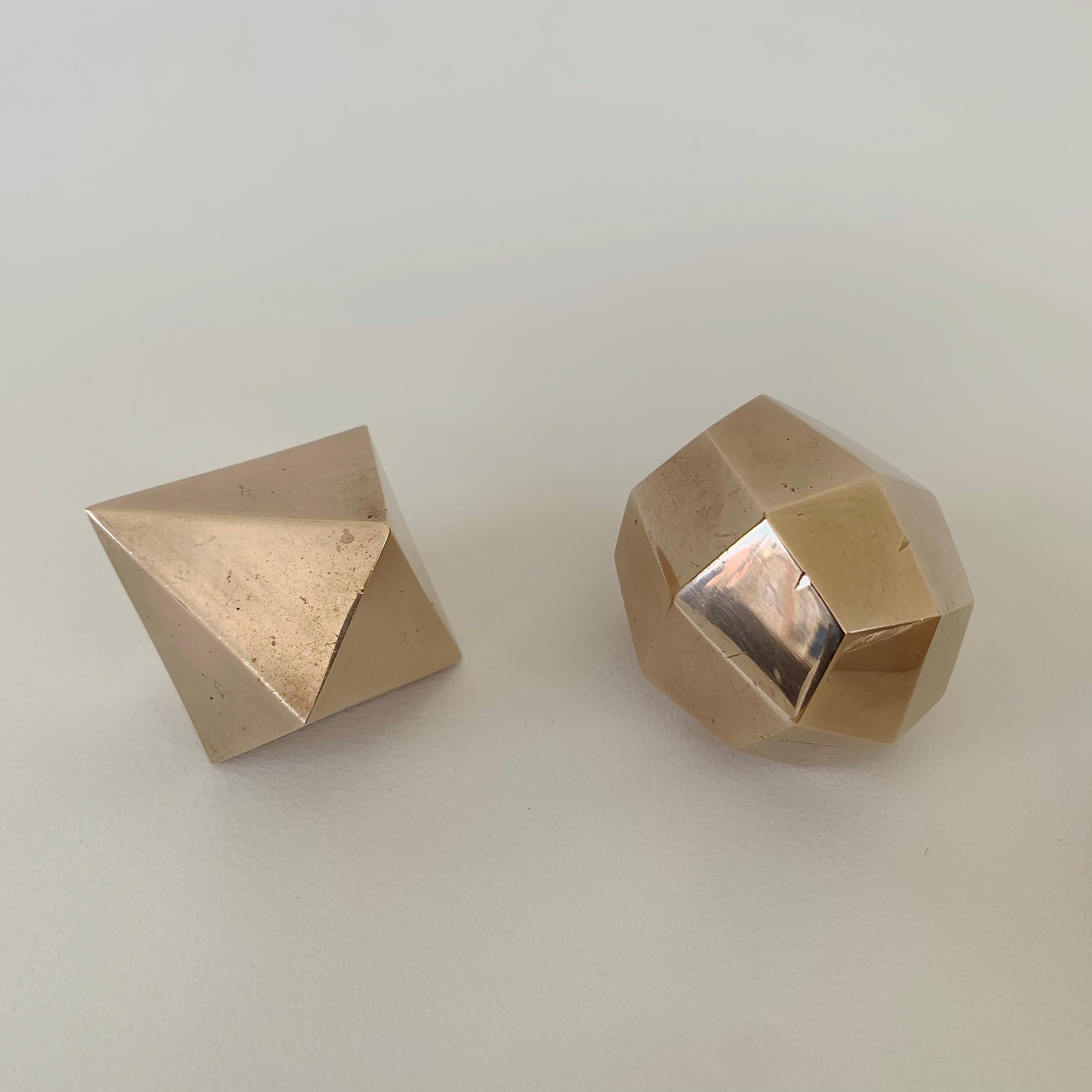 Gold Bronze Decorative Geometrical Forms, circa 1960, France. For Sale 6