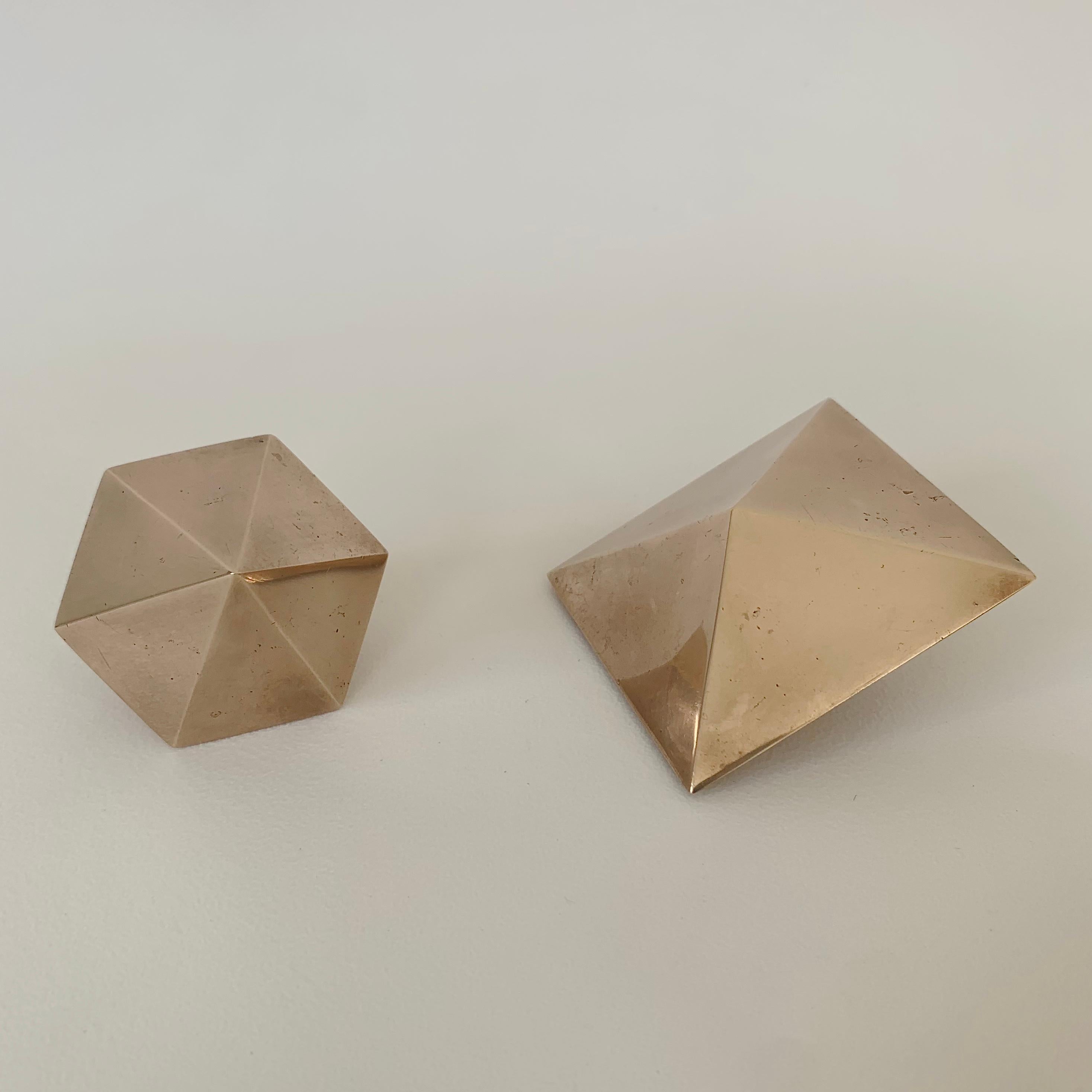 Gold Bronze Decorative Geometrical Forms, circa 1960, France. For Sale 7