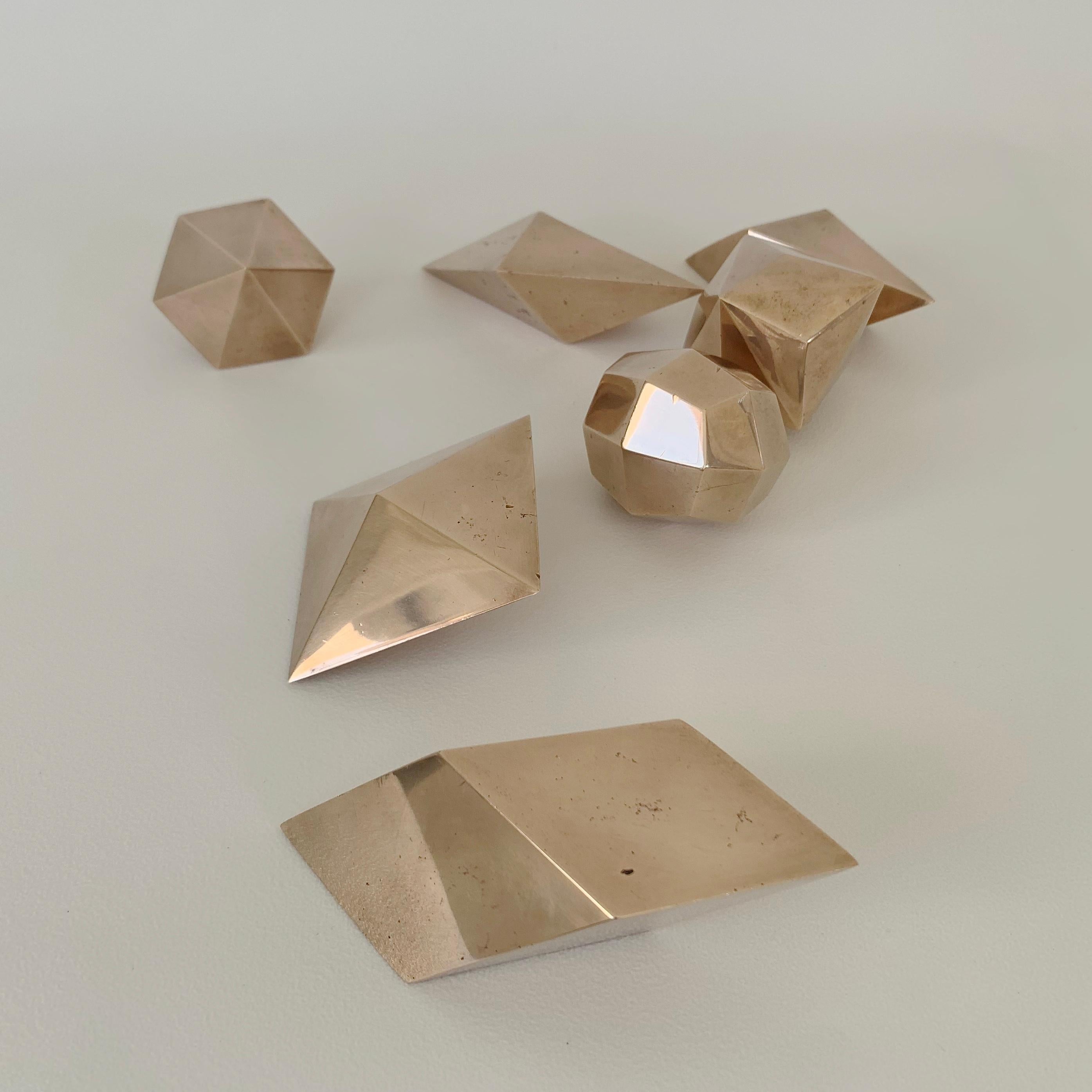 Gold Bronze Decorative Geometrical Forms, circa 1960, France. For Sale 8