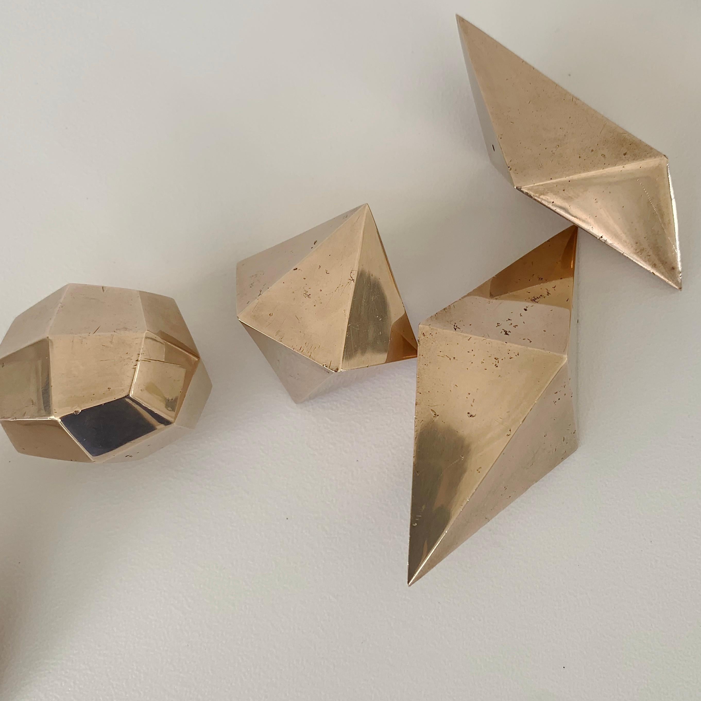 Gold Bronze Decorative Geometrical Forms, circa 1960, France. For Sale 9